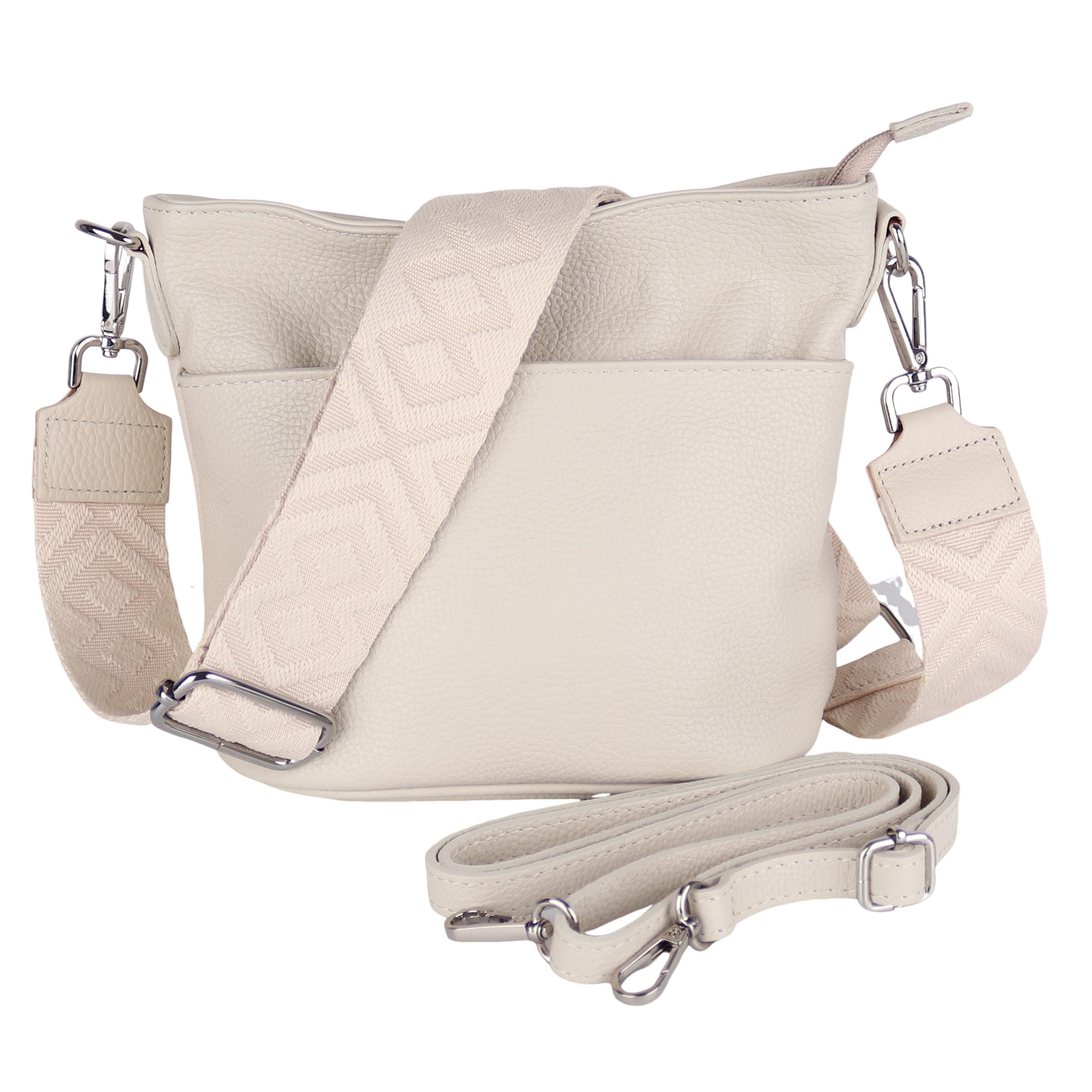 MIRROSI Umhängetasche Damen, Crossbody Bag, Echtleder Made in Italy (1 Tasche 2 Gurte oder Basic Version 1 Tasche 1 Gurt), 24x18x12cm (BXHXT)