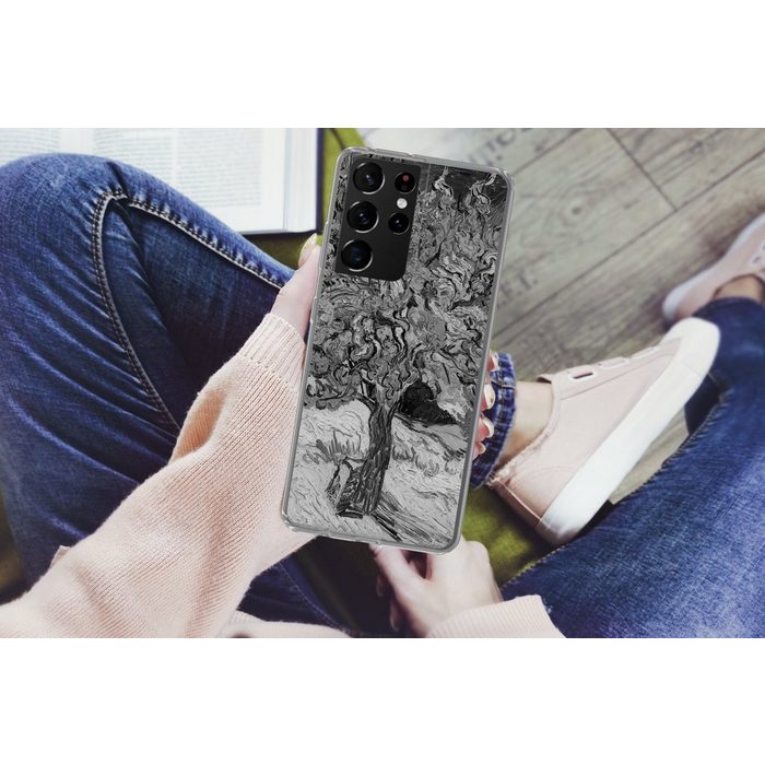 MuchoWow Handyhülle Der Maulbeerbaum - Vincent van Gogh - Schwarz und weiß Phone Case Handyhülle Samsung Galaxy S21 Ultra Silikon Schutzhülle CB11433