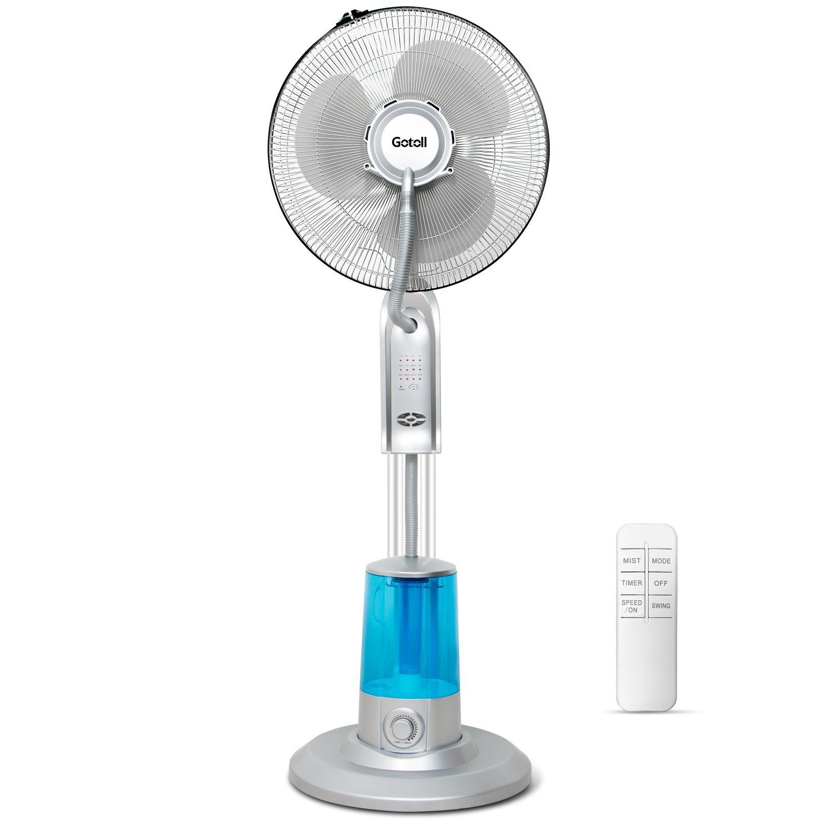 Gotoll Standventilator GLMF-40, Ventilator wasserkühlung Wassertank Timer Luftbefeuchter Nebelfunktion