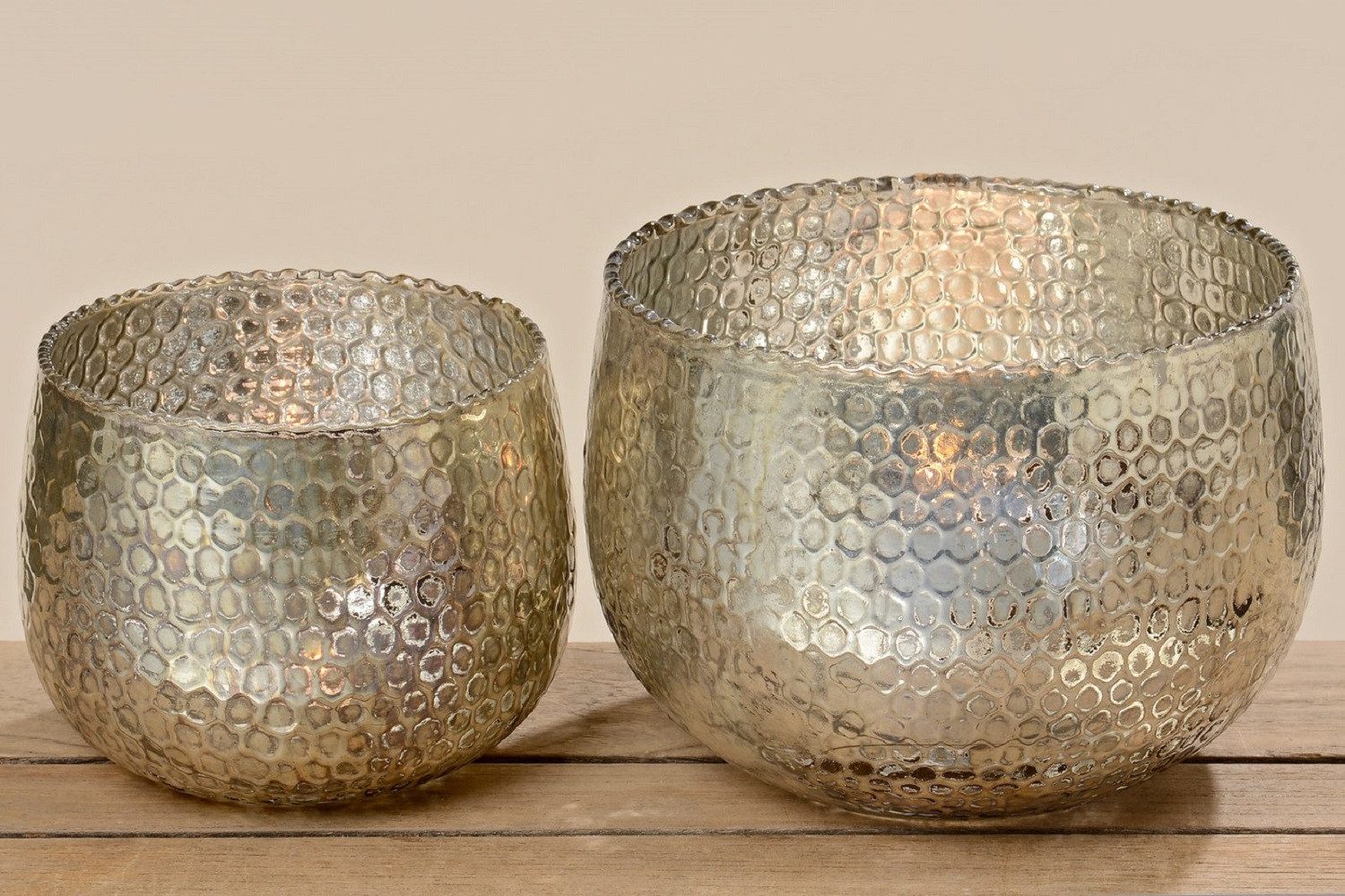 Windlicht Windlicht Aren Set Ø:ca.15-22cm Glas durchgefaerbt braun