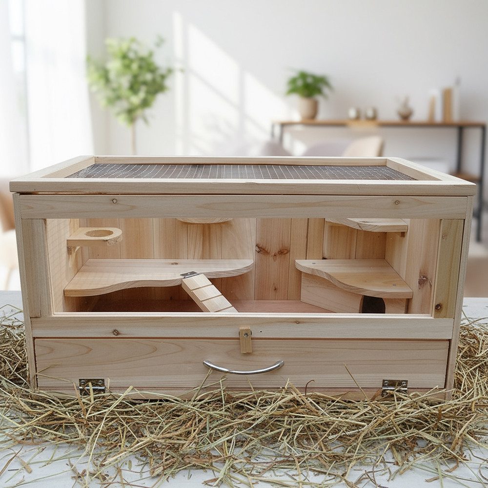 Mucola Kleintierkäfig Nagerkäfig Kleintierkäfig Kleintiergehege Stall Gehege Käfig Gehege, unbehandeltes Holz, für Tiere unbedenklich