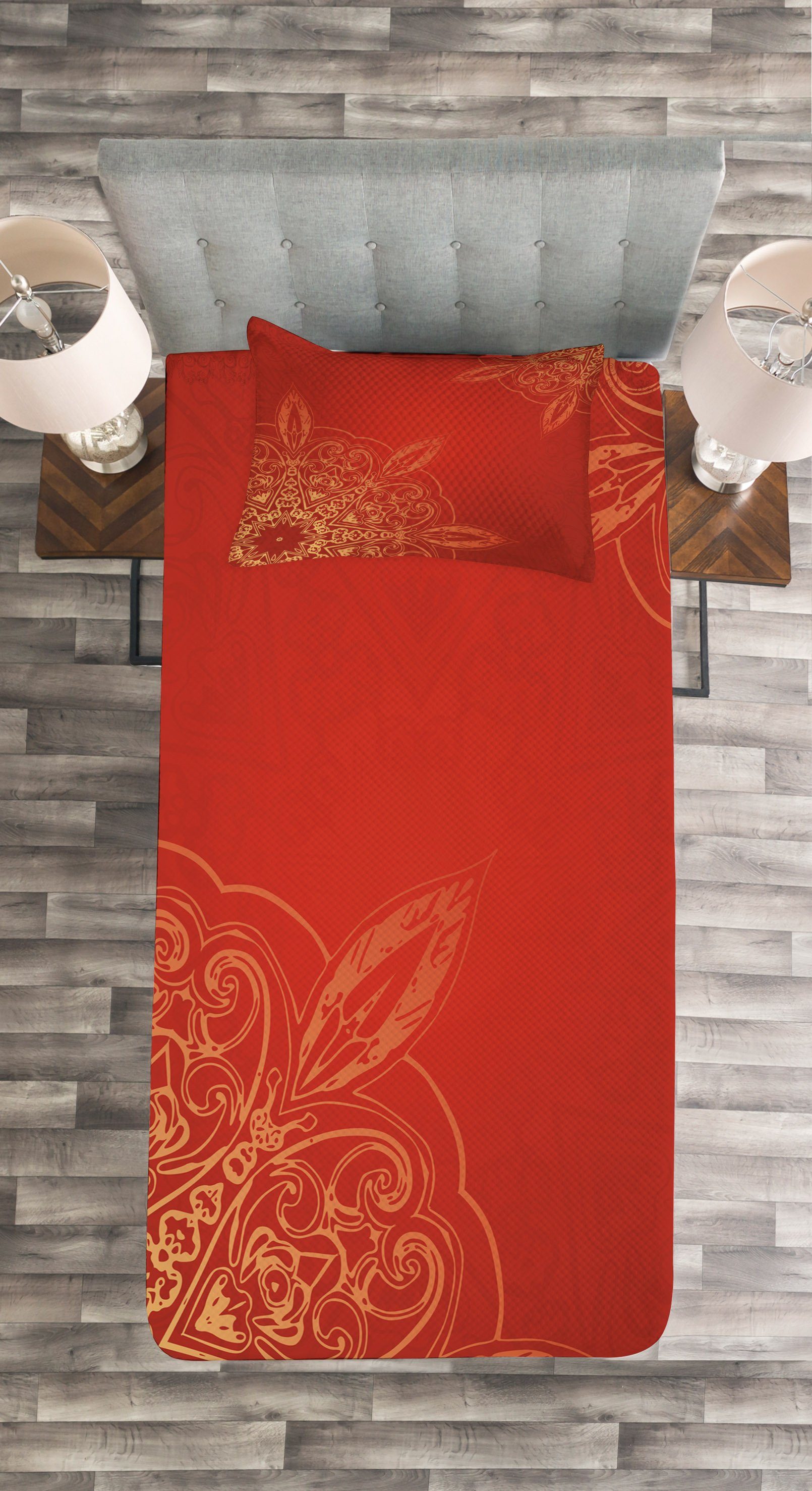 Kissenbezügen Design Abakuhaus, romantisches Mandala Set mit Radiant Tagesdecke Waschbar,
