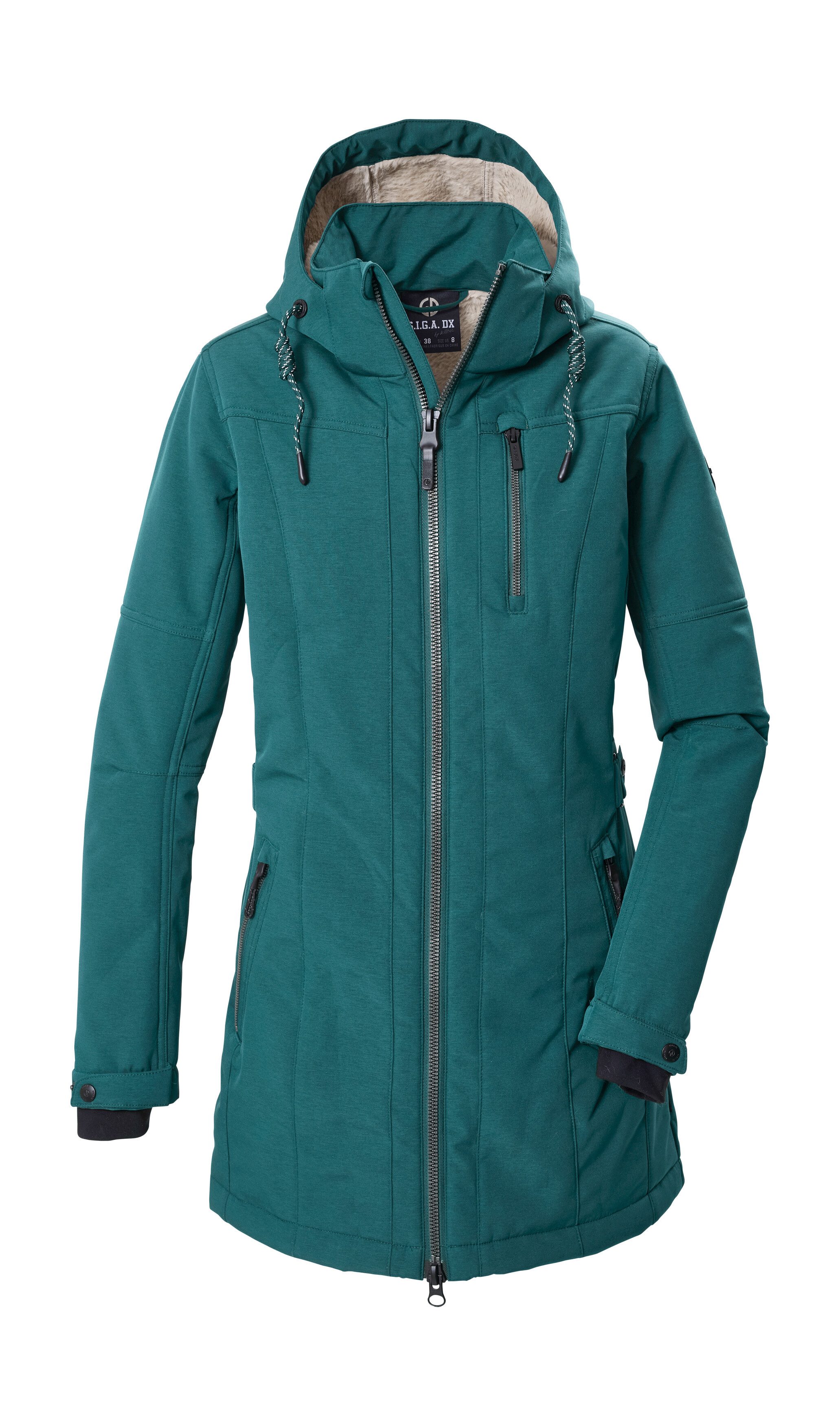 G.I.G.A. DX by killtec Softshellparka GW 61 WMN SFTSHLL PRK Winddichter, wasserabweisender Damen Softshell Parka mit Teddyfleece