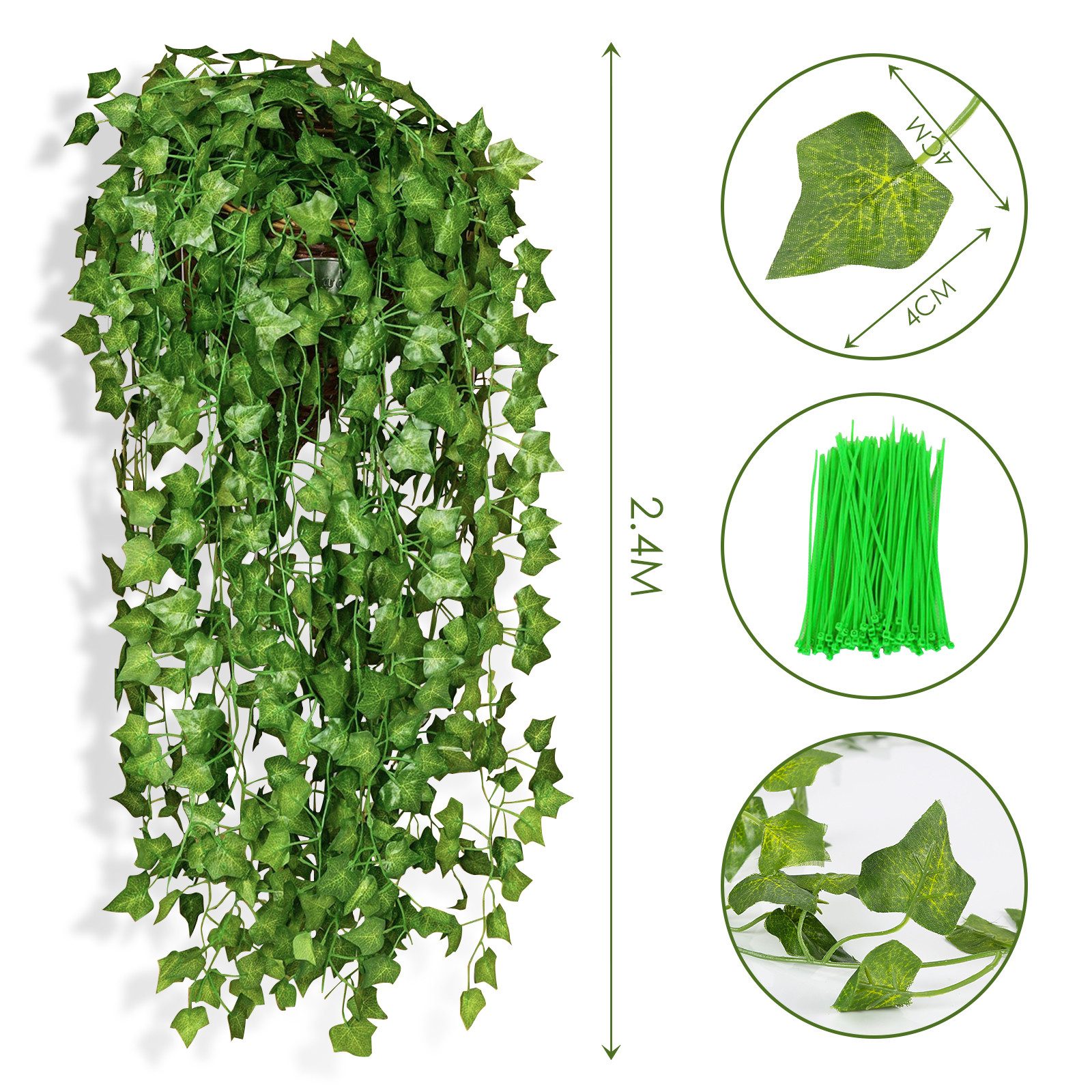 Künstliche Zimmerpflanze Efeu Künstlich Girlande 12 Stück Efeu Hängend Girl günstig online kaufen
