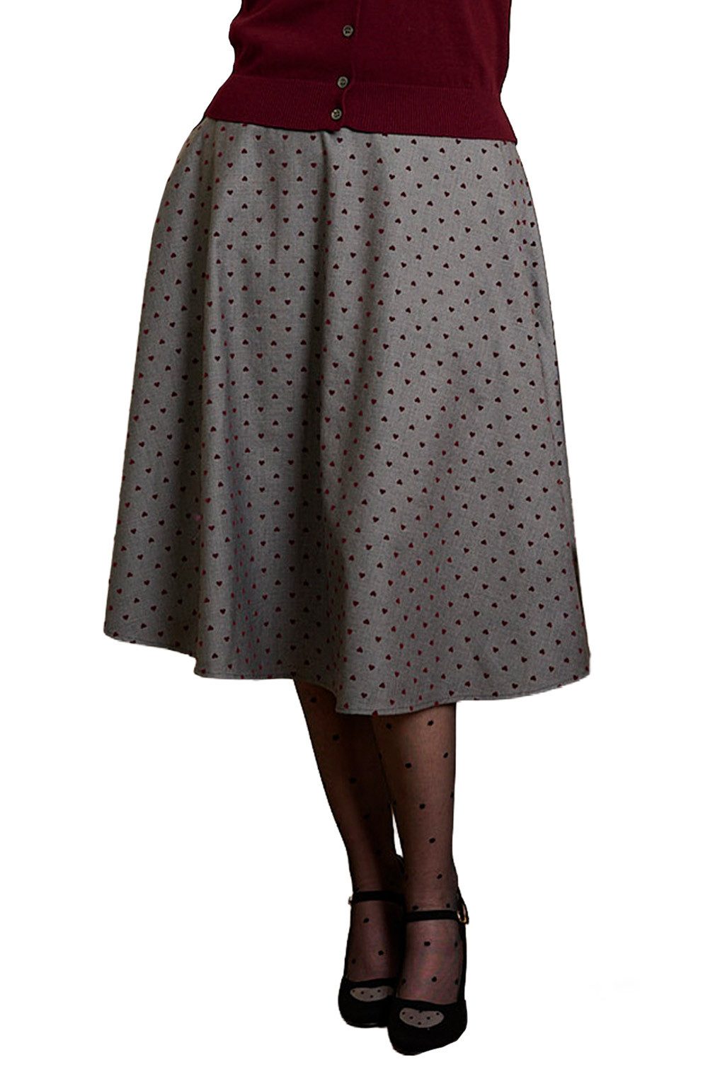 Banned A-Linien-Rock Annie Heart Swing Skirt Rockabilly Vintage Samt Herzen