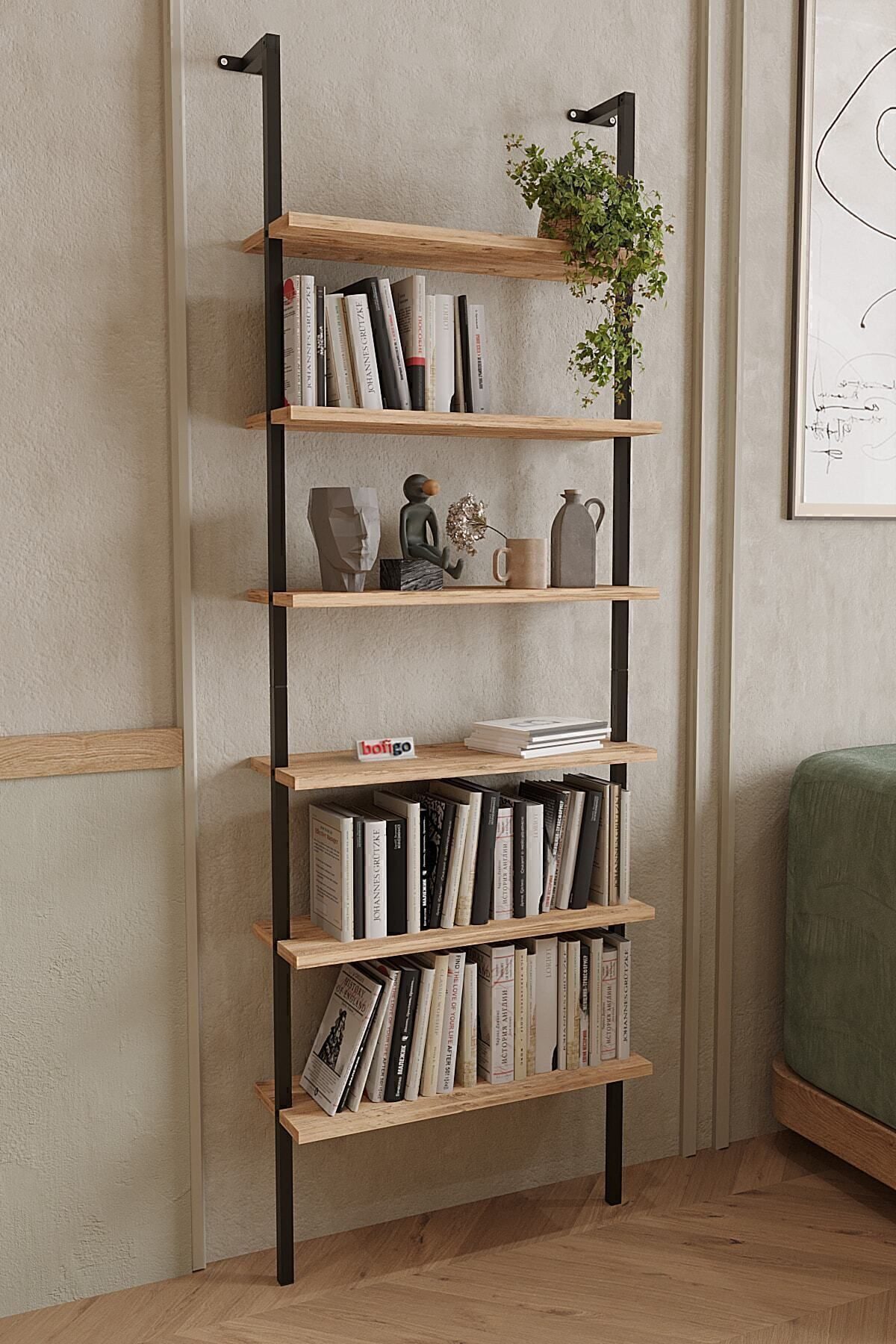 en.casa Standregal, wandmontiert, 6 Ablagen, schlankes Design 90730010 günstig online kaufen
