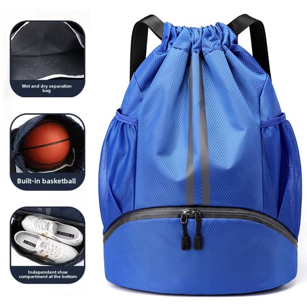 Blusmart Turnbeutel Tragbarer Basketball-Rucksack mit Kordelzug (Turnbeutel Wasserdicht für Damen und Herren, Separater nasser und trockener), Für Reisen, Fitnessstudio, Schwimmen