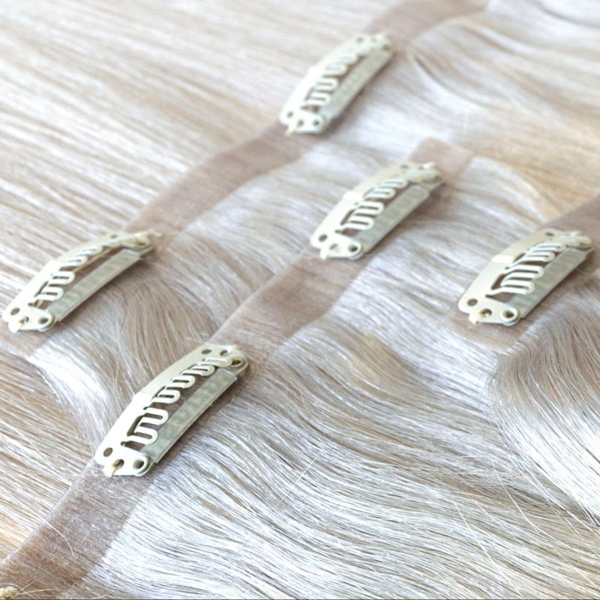 silver-white Extend Clip-in-Extensions Echthaar-Extension nahtlos #SW Global