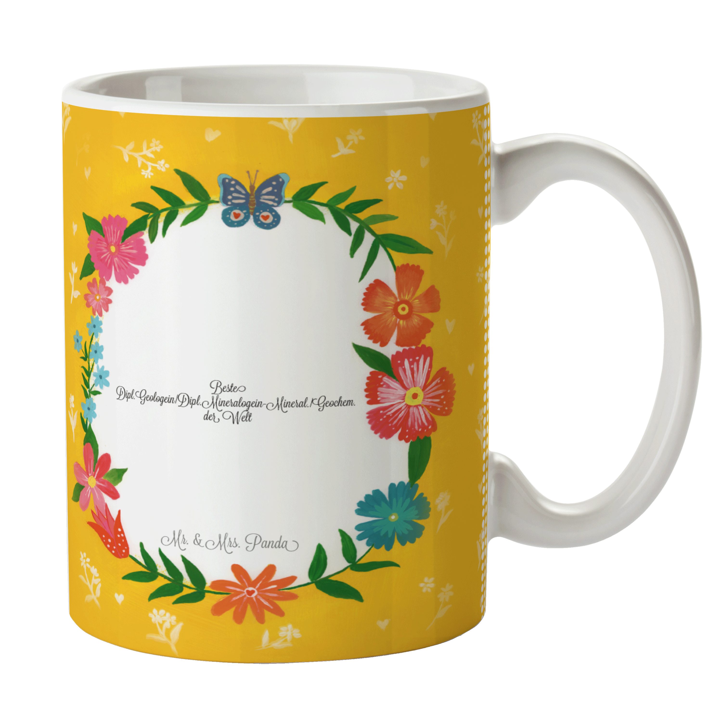 Tasse Mrs. & Geschenk, - Dipl.Geologein/Dipl.Mineralogein-Mineral./Geochem. Keramik Panda Mr. Studiu,