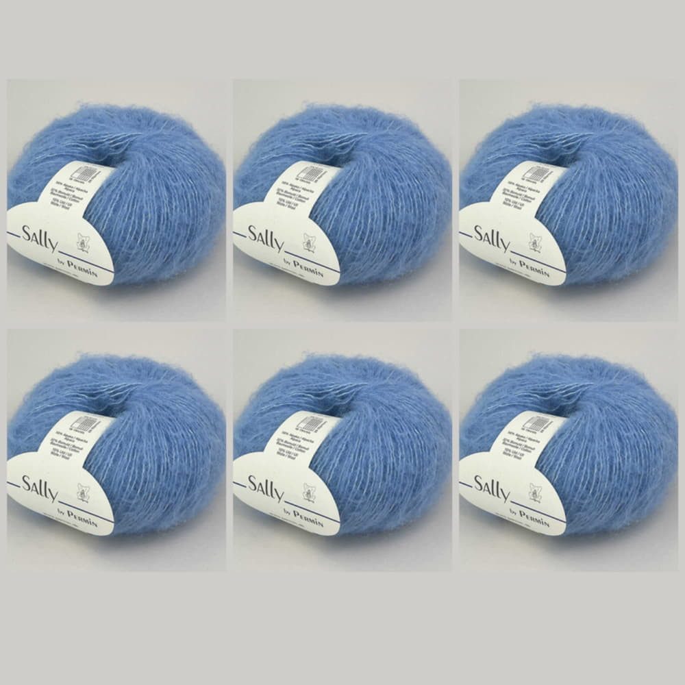 Permin 6x Sally by Permin – Fluffiges Garn aus Superfine Alpaka, Baumwolle & Häkelwolle, (embroidery kit by Marussia, 1-St., Hochwertiges Garn zum Stricken und Häkeln), Hochwertiges Garn zum Stricken und Häkeln