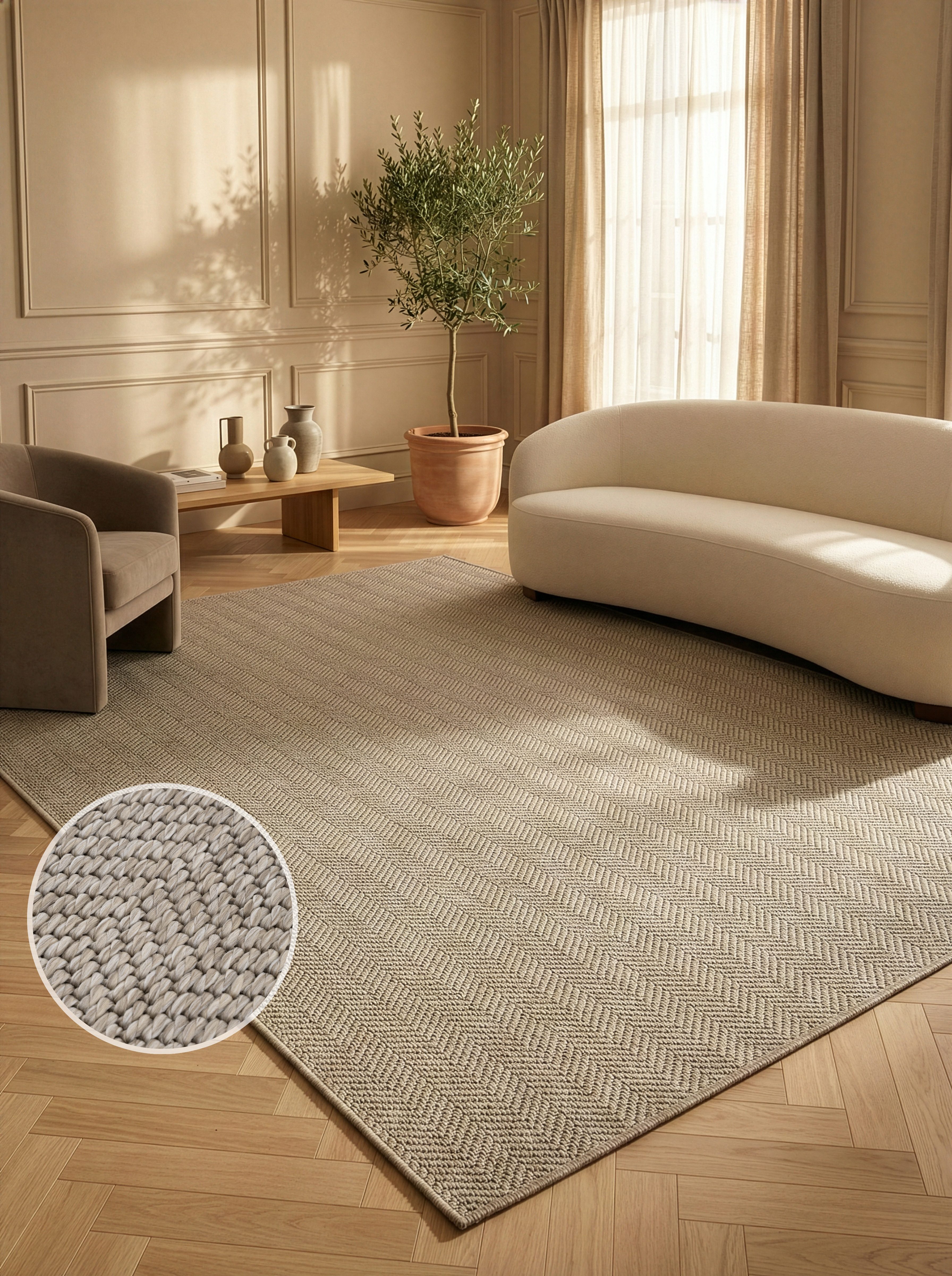 OTTO home Teppich Nollan, In- und Outdoor geeignet, Balkon, Camping, rechteckig, Höhe: 8 mm, Wetterfest & UV-beständig, Sisal-Optik, Esszimmer, Wohnzimmer