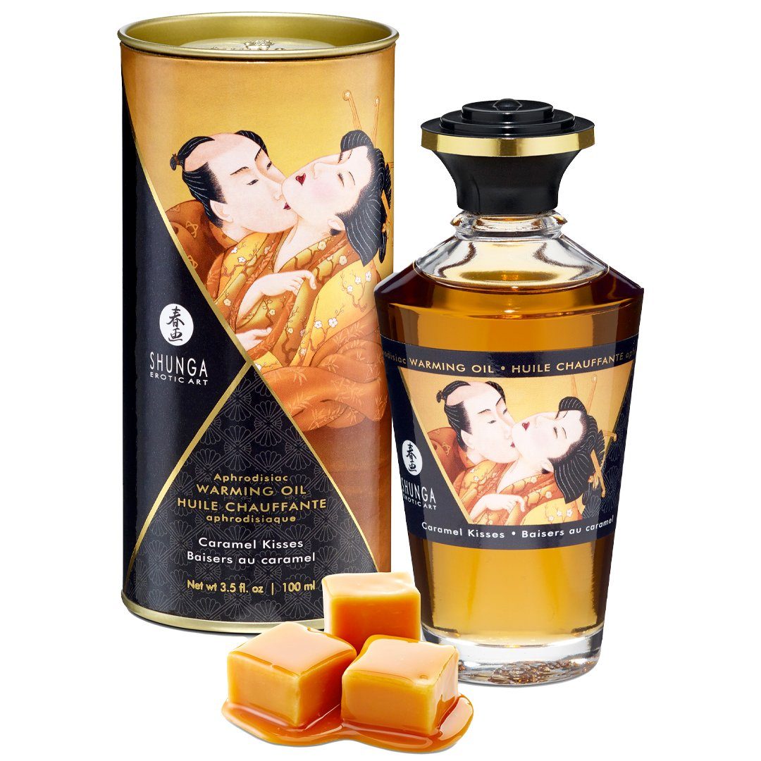 SHUNGA Massageöl Aphrodisiakum wärmendes Massage Öl – Caramel Kisses, Atemaktivierte Erwärmung