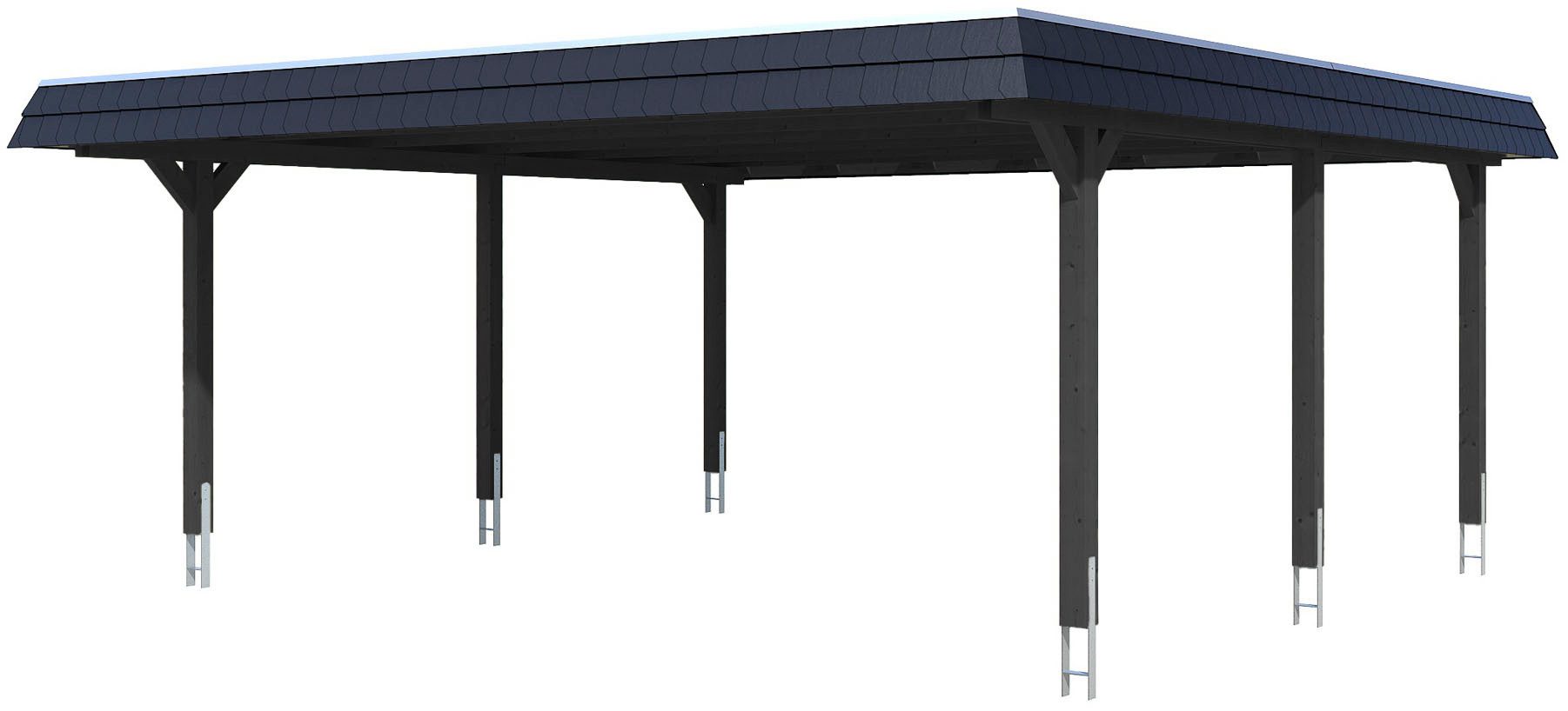 Skanholz Doppelcarport Wendland, BxT: 630x637 cm, 253 cm Einfahrtshöhe