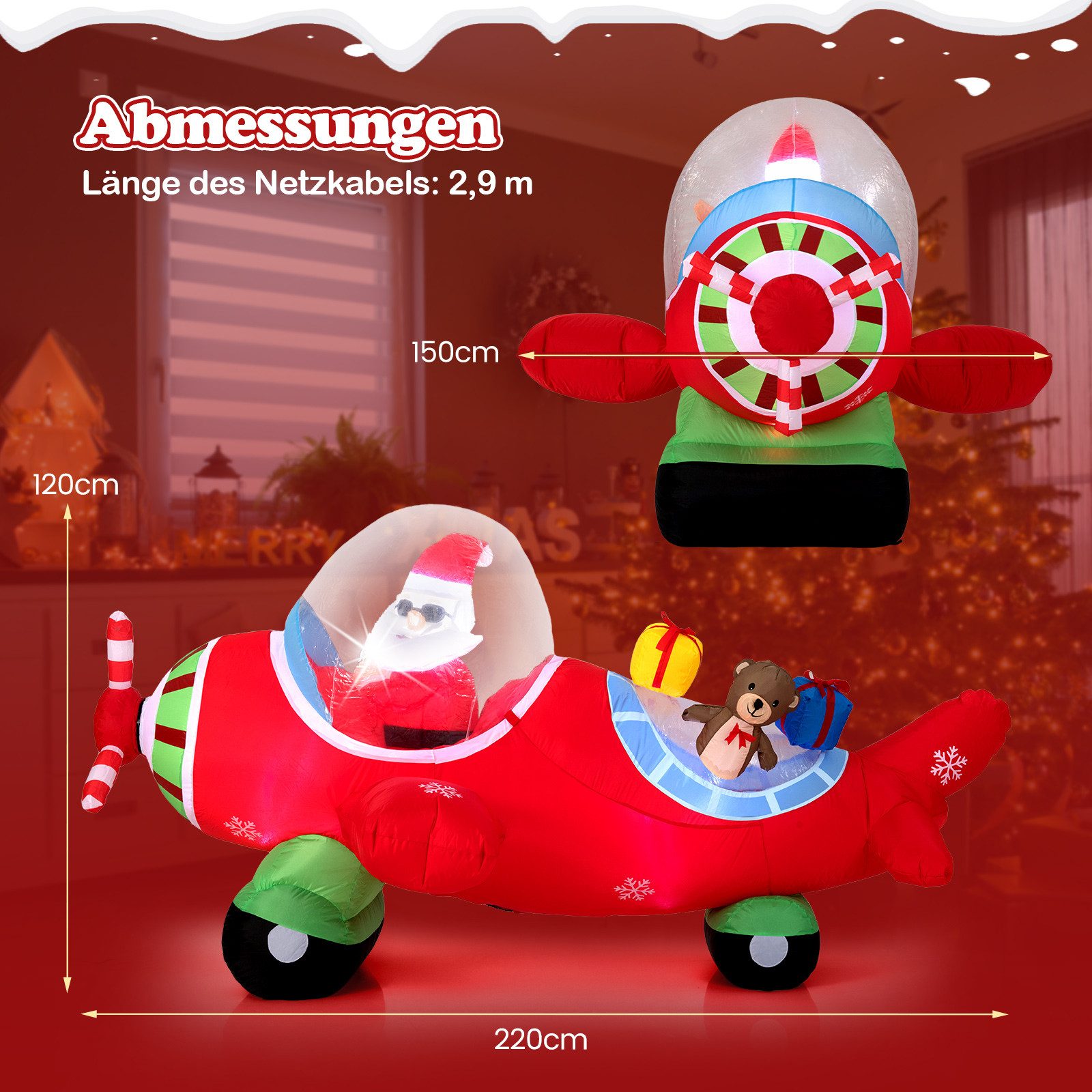 COSTWAY Weihnachtsfigur (1 St), Aufblasbarer Weihnachtsmann, LED Weihnachts günstig online kaufen