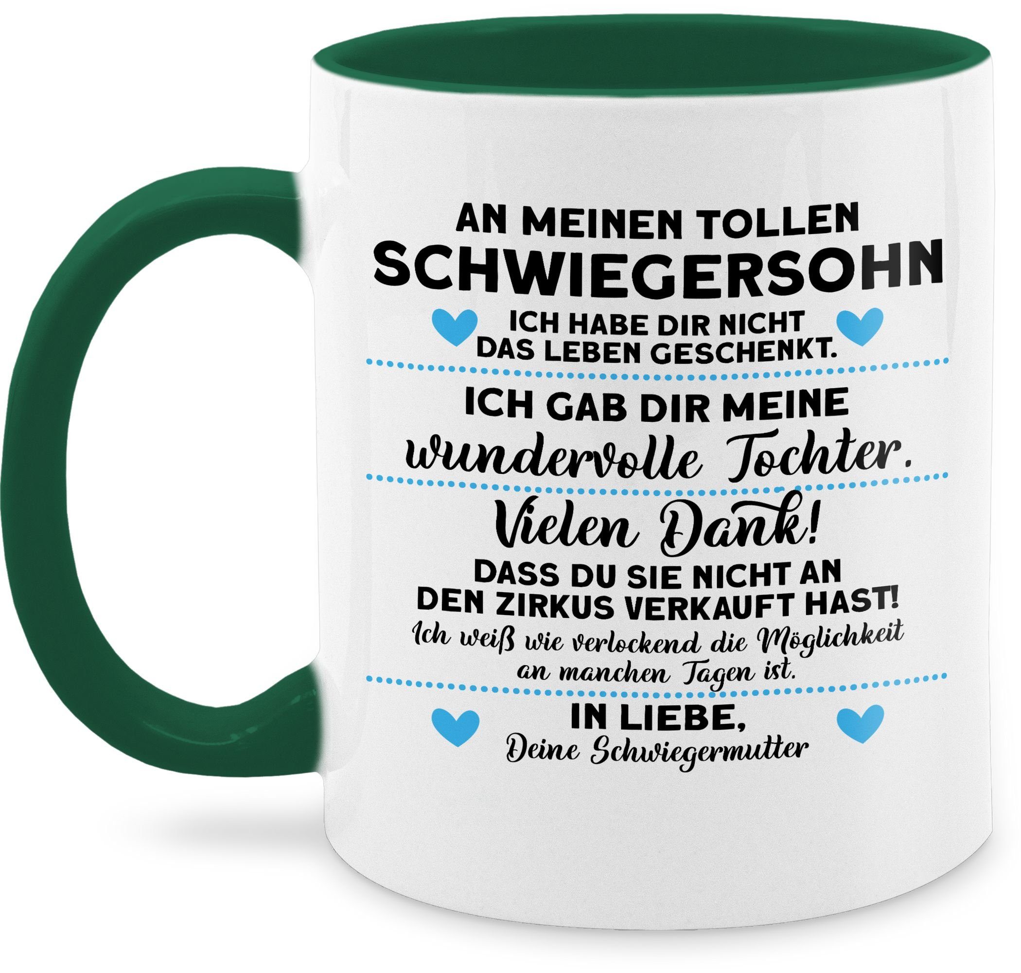 Shirtracer Tasse »An meinen tollen Schwiegersohn - Kaffeetasse mit Spruch -  Tasse zweifarbig«, Keramik, geschenke für schwiegersöhne - geschenke +für+den+schwiegersohn online kaufen | OTTO