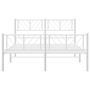 furnicato Bett Bettgestell mit Kopf- und Fußteil Metall Weiß 160x200 cm