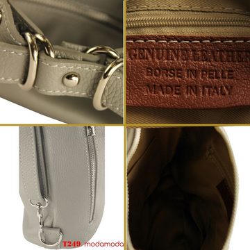 modamoda de Schultertasche T249, Echtleder Handmade in Italy