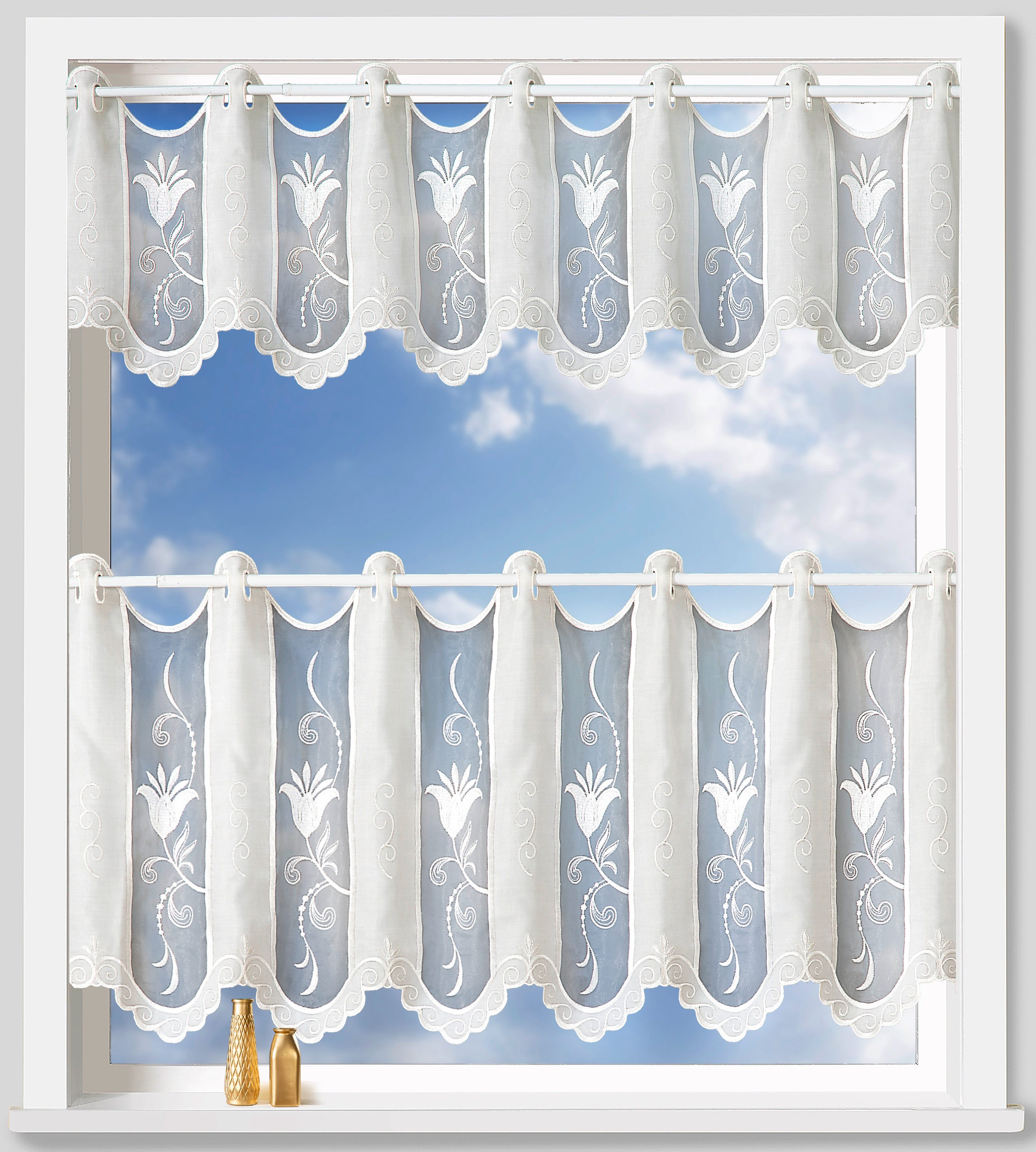 Weckbrodt Scheibengardine nach Maß Chiara (1 St), Stangendurchzug, halbtransparent, Bistro, Gardine, Store, nach Maß