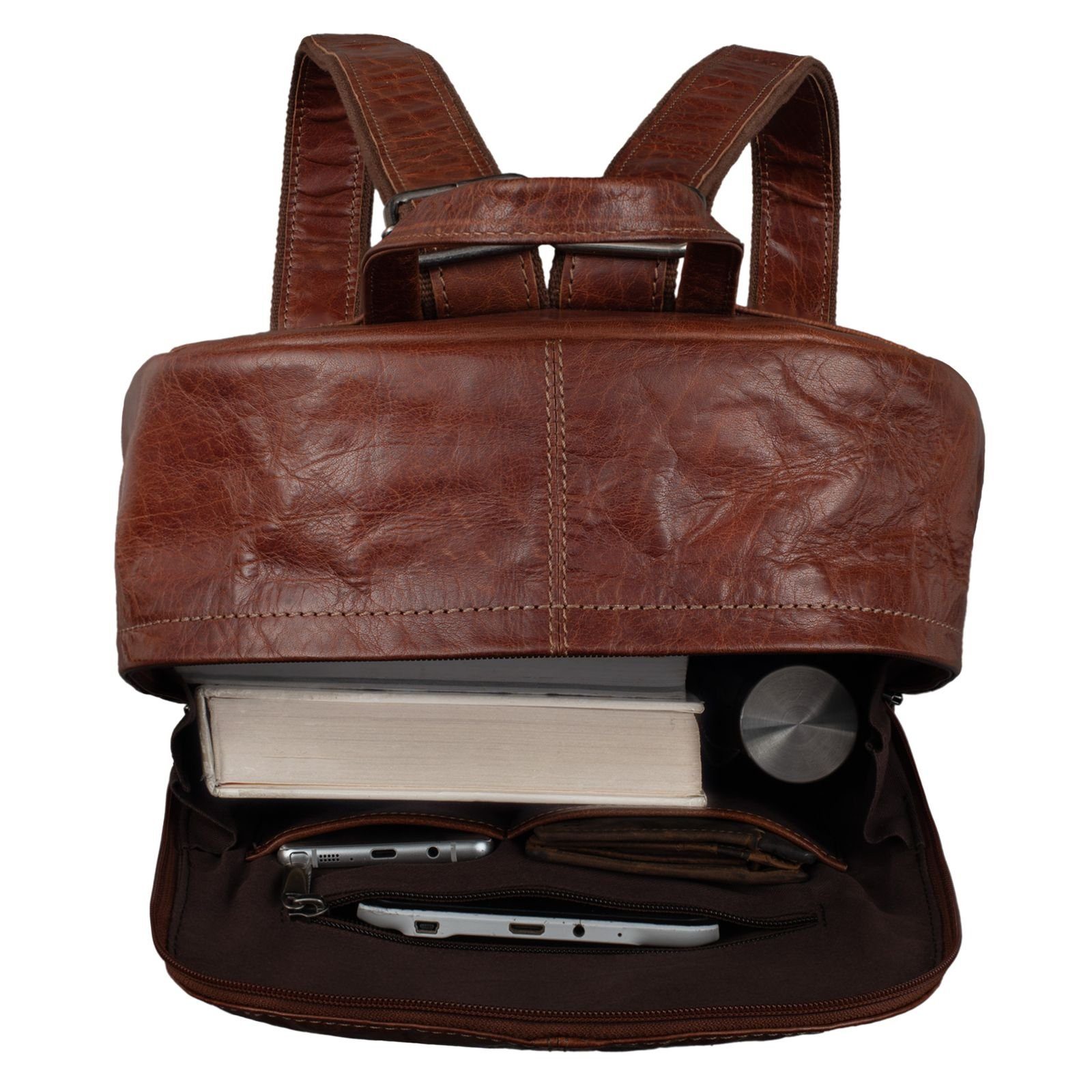 STILORD Notebook-Rucksack "Marley" Echtleder Rucksack Vintage