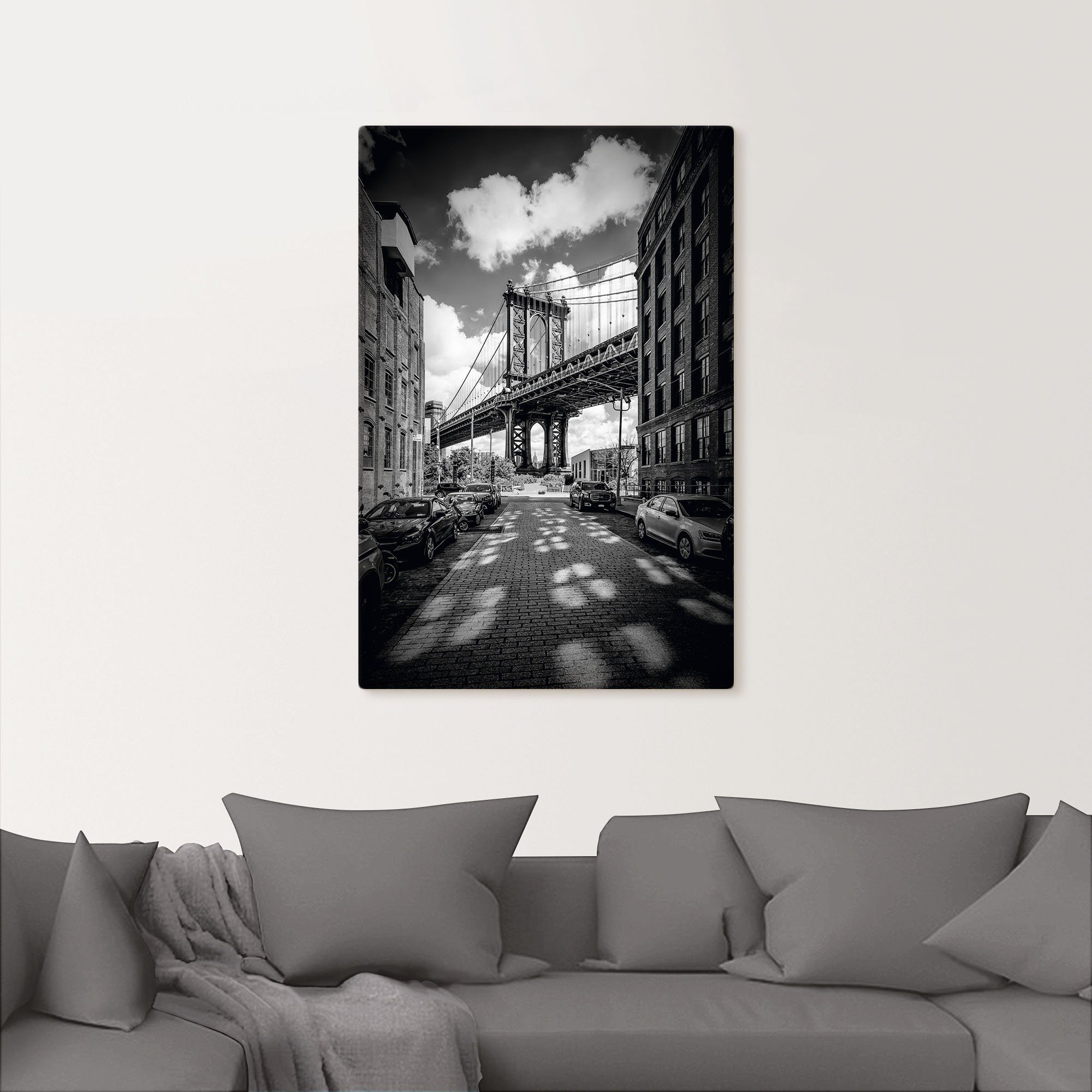Artland Leinwandbild Manhattan Bridge in Brooklyn, New York, New York (1 St), auf Holzrahmen gespannt