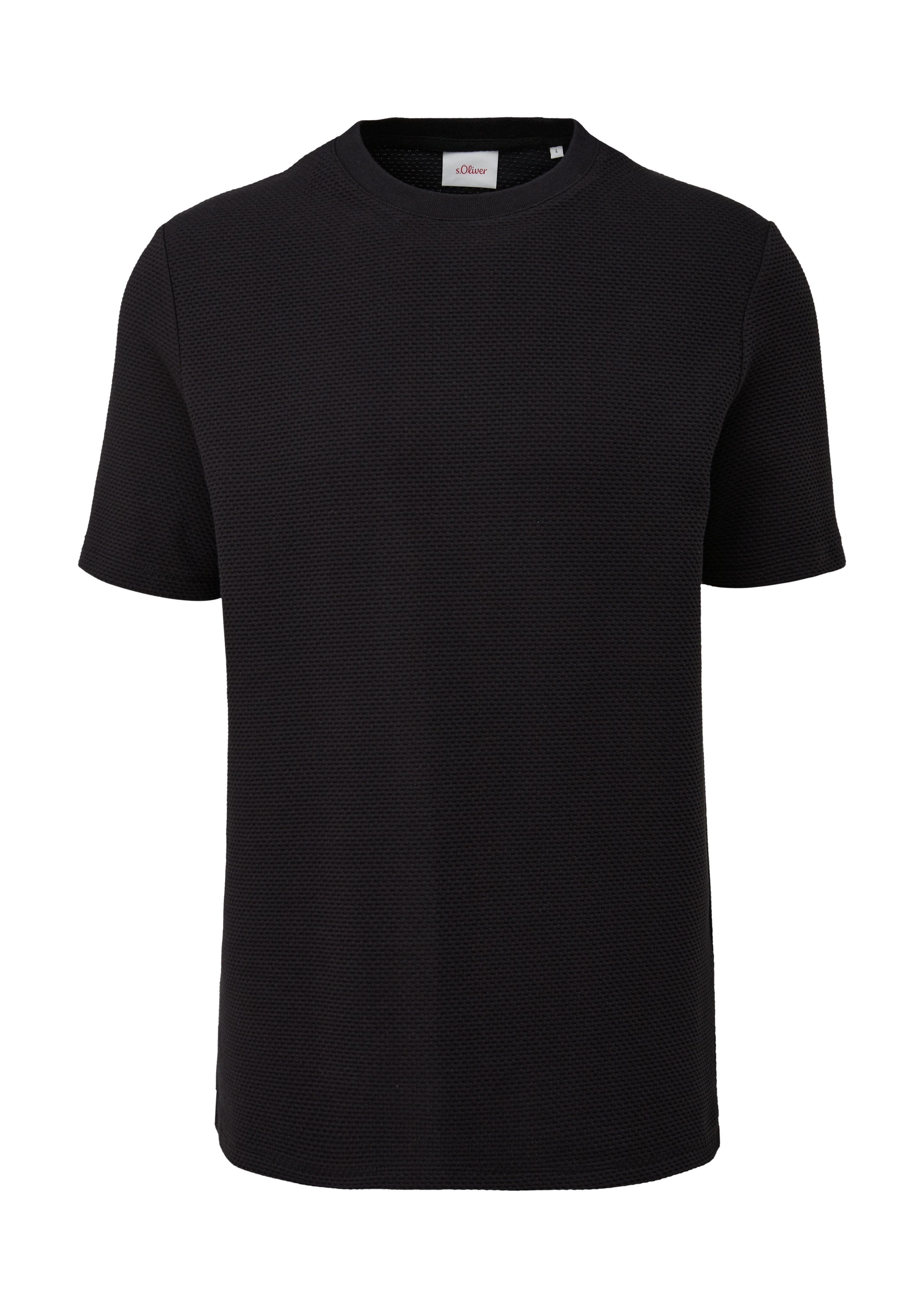 schwarz Kurzarmshirt s.Oliver aus T-Shirt Waffelpiqué