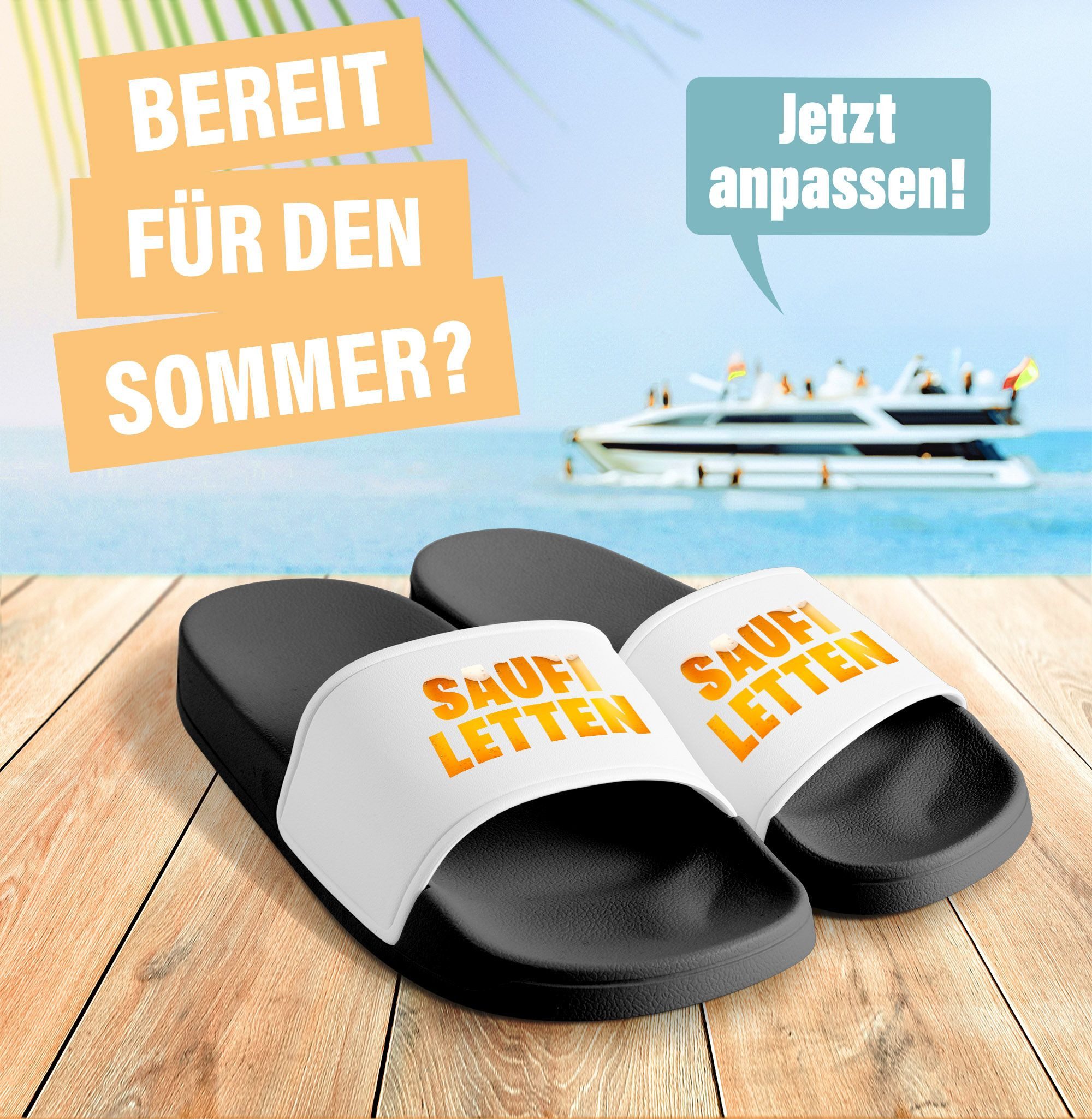 MoonWorks Badeschlappen Spruch Saufi Letten Badelatschen günstig online kaufen