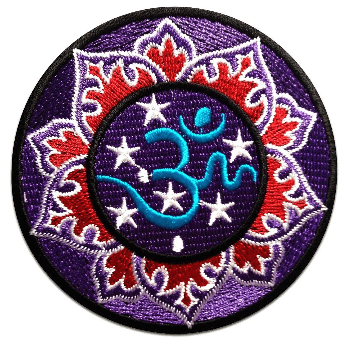 Catch the Patch Aufnäher Bügelbild, Aufbügler, Applikationen, Patches, Flicken, zum aufbügeln, Polyester, Om Symbol Meditation - Größe: Ø 7,5 cm