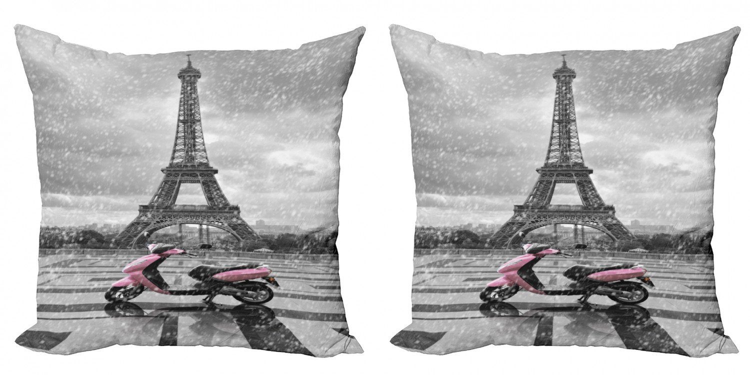 Kissenbezüge Modern Accent Abakuhaus Digitaldruck, Moped Szene Stück), Eiffelturm (2 Doppelseitiger Paris