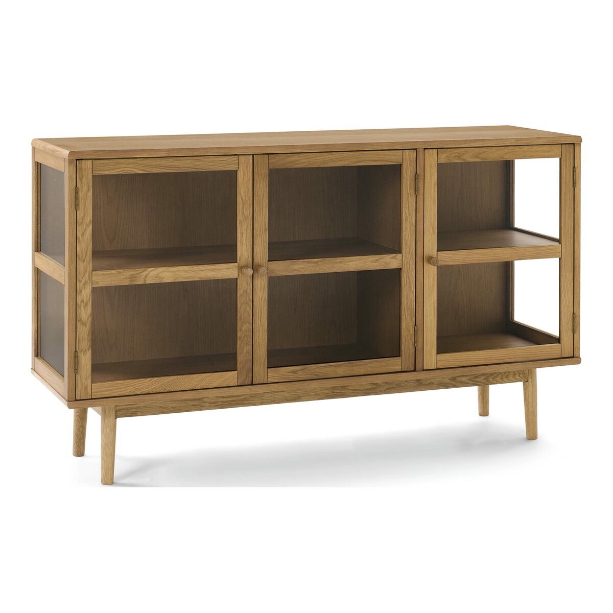 Feeling4Home Sideboard, Massivholz, Türen und Seiten aus gehärtetem Glas