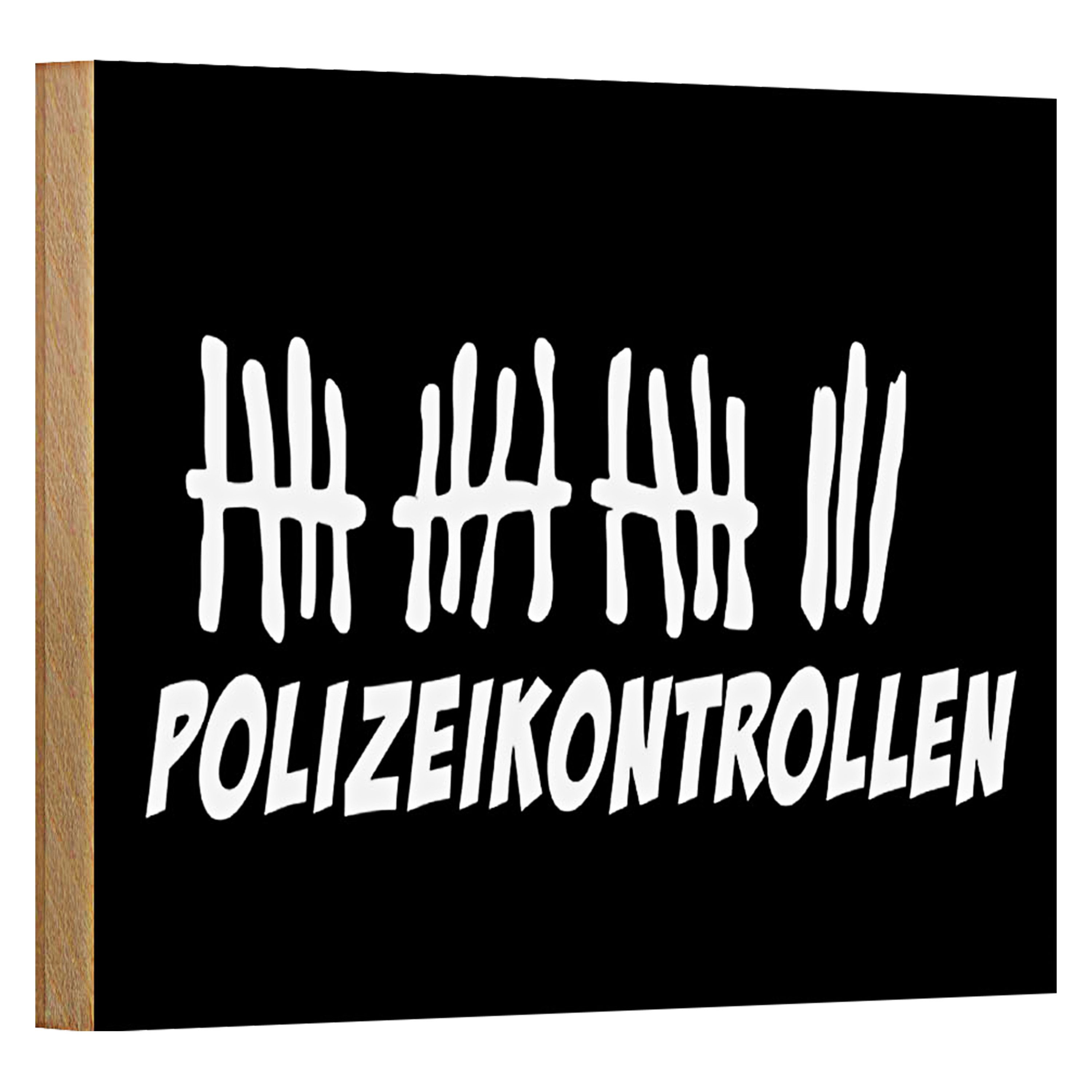 Holzbild Strichliste 18x12cm Polizeikontrollen schwarzes