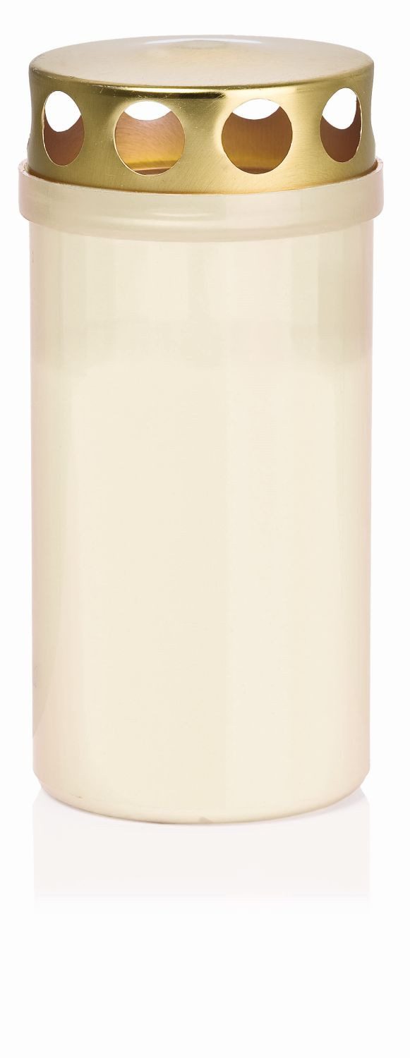 INNA-Glas Grabkerze Grablicht CARMELIA mit Deckel, weiß, 12 cm, Ø6,1 cm, 50h