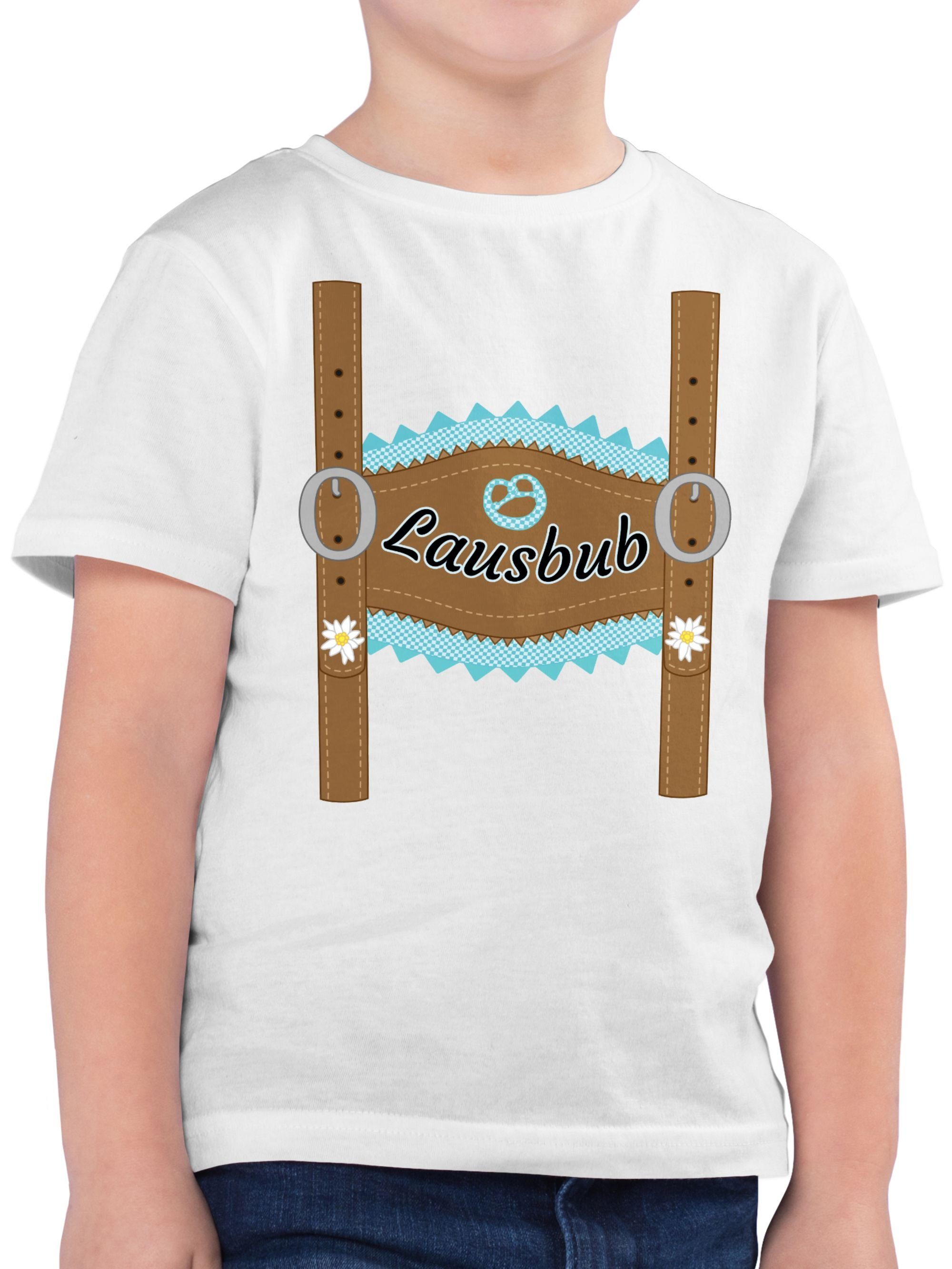 Shirtracer T-Shirt Oktoberfest Lederhose Kinder Weiß Mode Outfit für Lausbub 03
