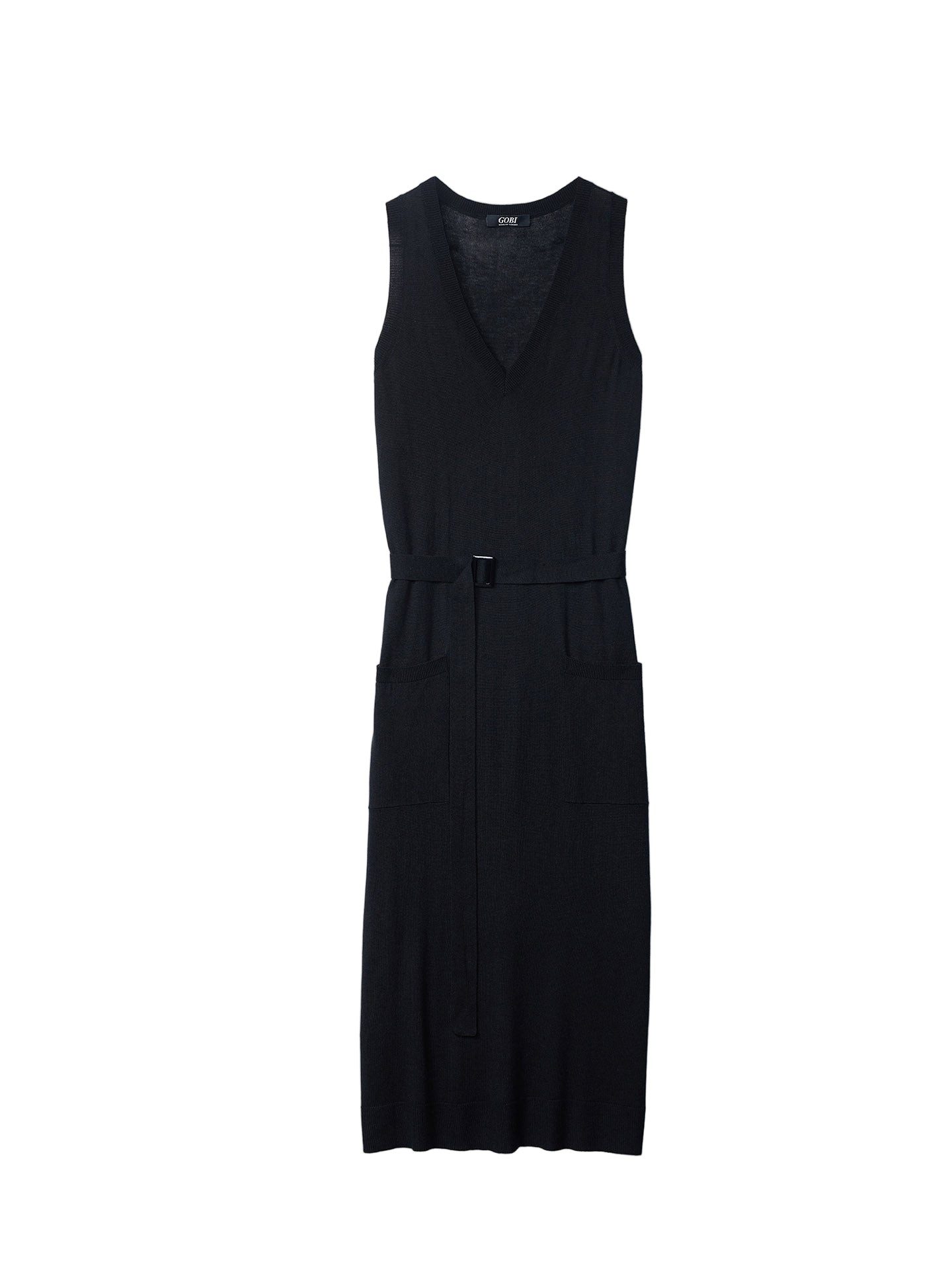 GOBI Cashmere Strickkleid Kleid mit V-Ausschnitt aus Seide-Kaschmir