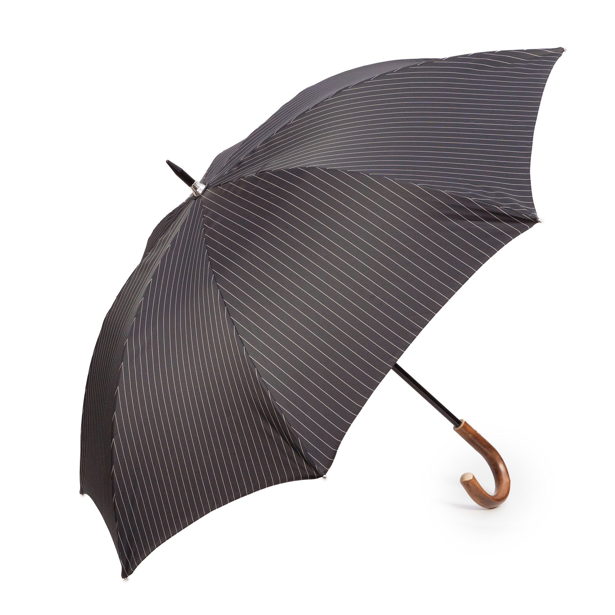 Italy Stockregenschirm, Francesco Handmade Luxus-Regenschirm, schwarz-gestreift, in Maglia