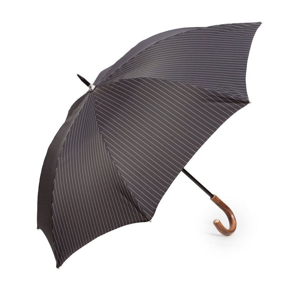 Francesco Maglia Stockregenschirm, Luxus-Regenschirm, schwarz-gestreift,  Handmade in Italy