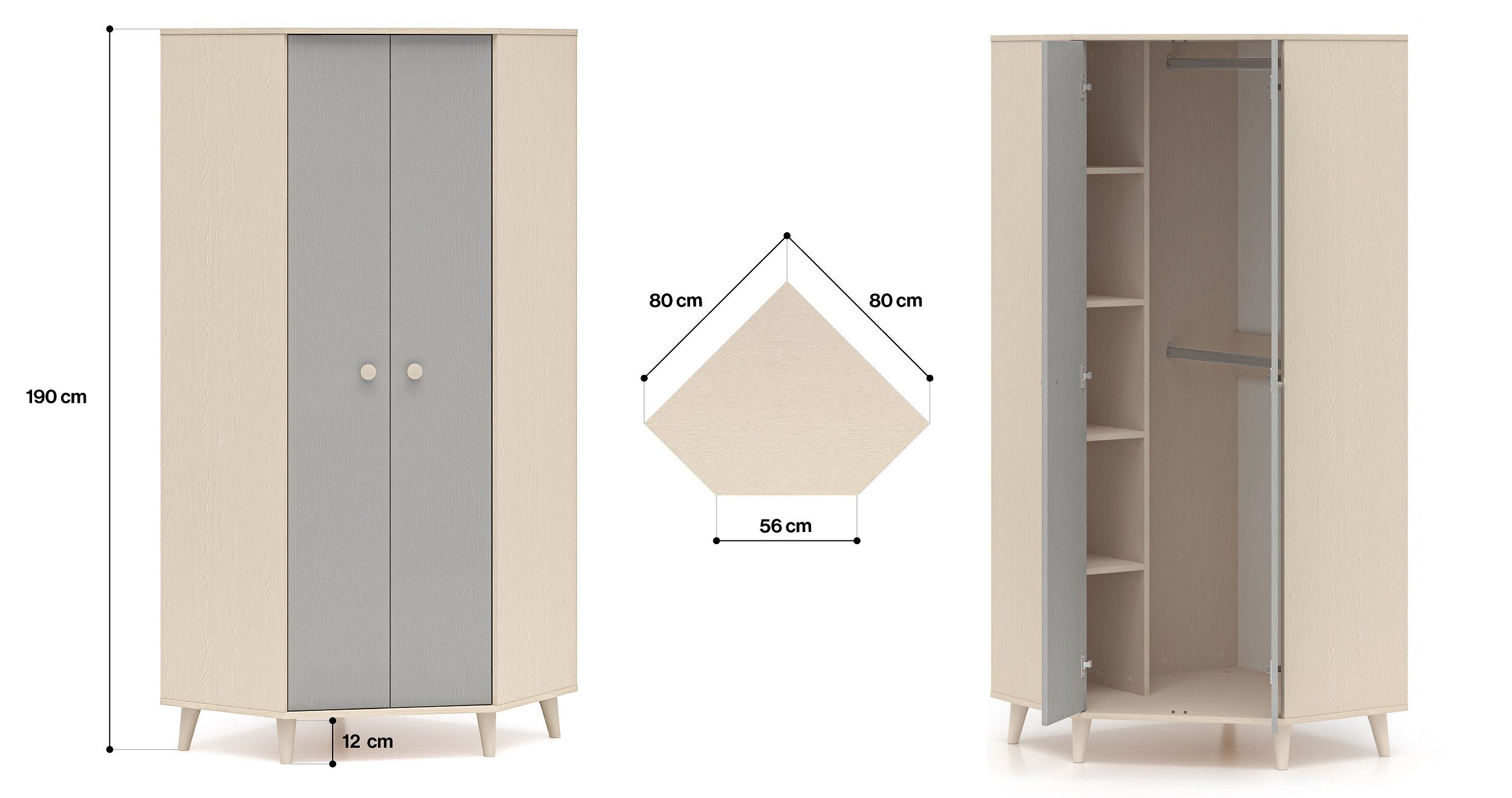 Marmex Möbel Eckkleiderschrank MEVEL 01 Kleiderschrank Ecklösung Raumwunder günstig online kaufen