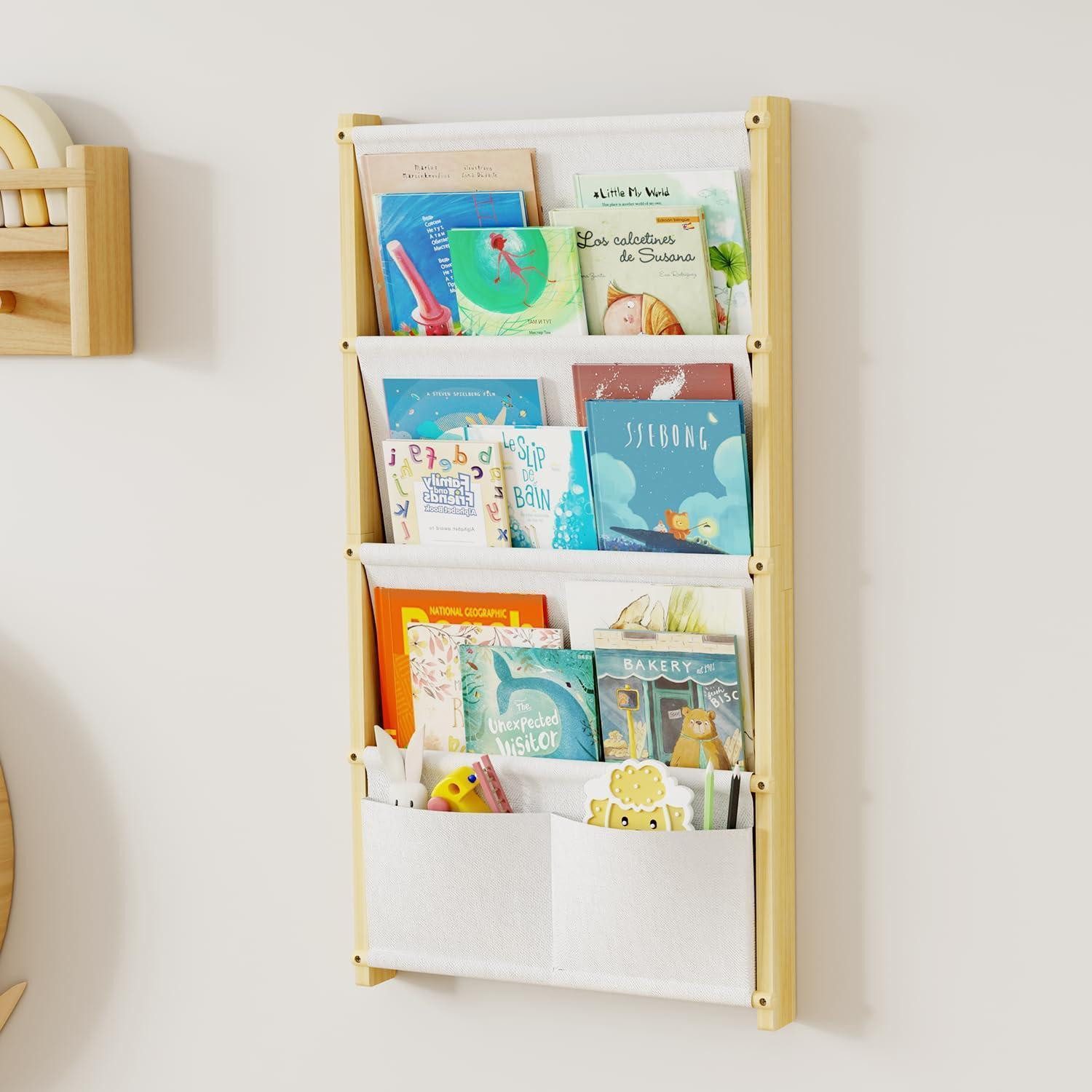LuxusKollektion Regalkorb Bücherregal Kinder Wand Holz 4-Lagig Weiß (1 St)
