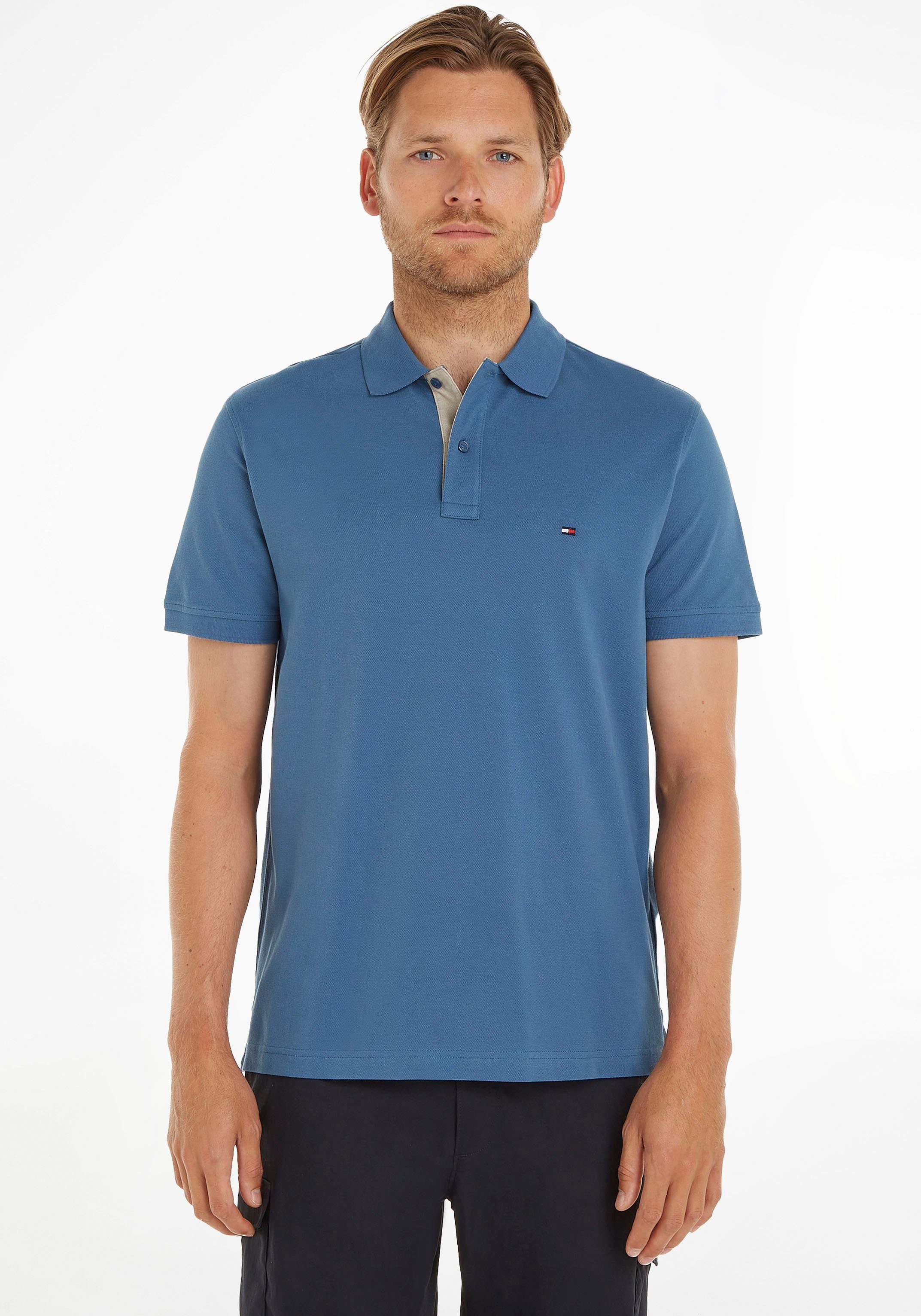 Tommy Hilfiger Poloshirt CONTRAST PLACKET REG POLO mit kontrastfarben hinterlegter Knopfleiste Blue Coast