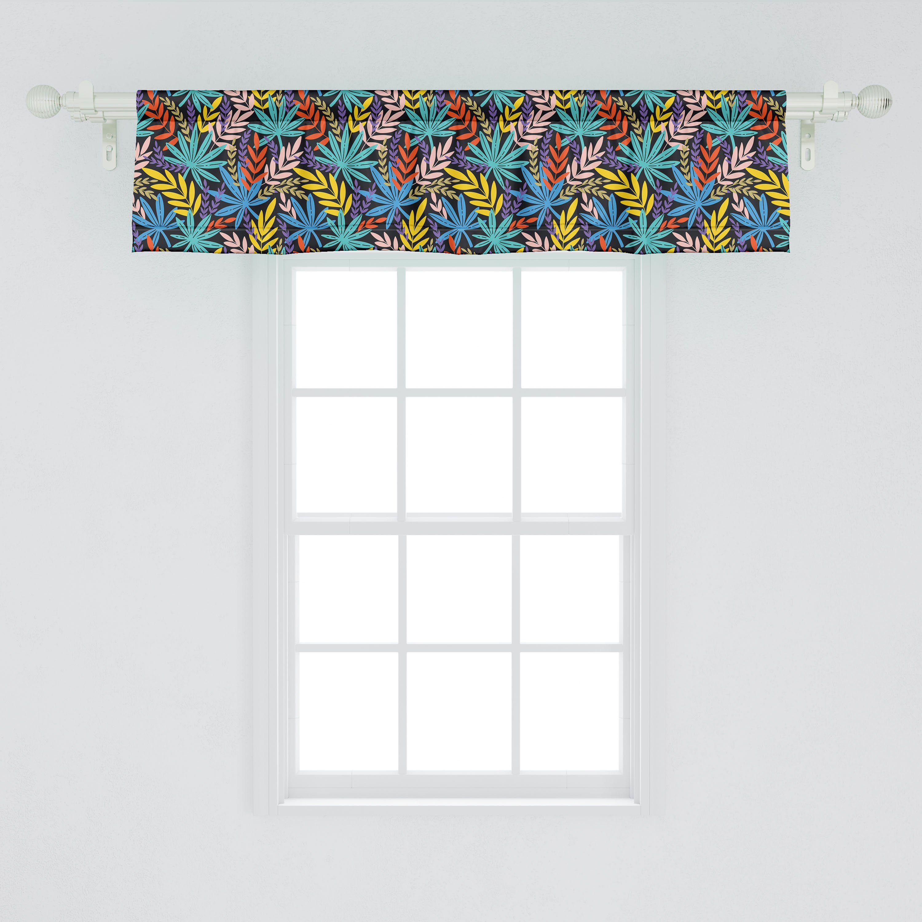 Scheibengardine Vorhang Microfaser, Schlafzimmer Dekor Volant für Blätter Creative-Spread-Layout-Art Küche mit Abakuhaus, Stangentasche