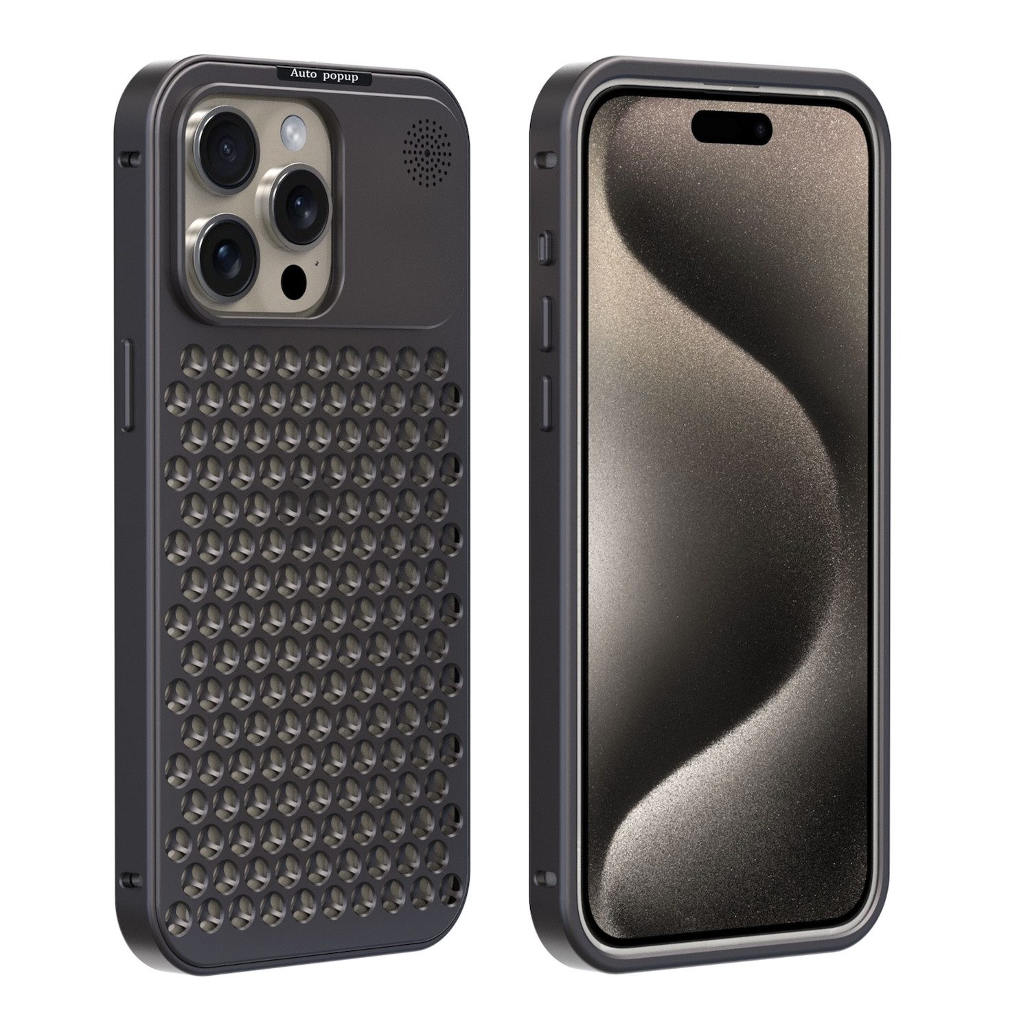 Wigento Handyhülle Für Apple iPhone 15 Pro Max Premium Aluminiumregulierung Schutzhülle, Wärmeableitungs Aromatherapie Hülle