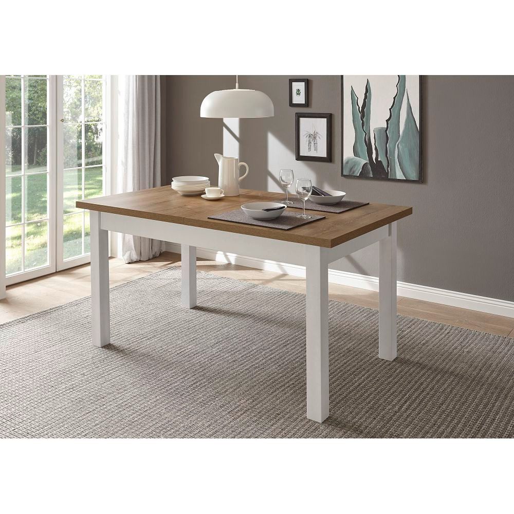 Lomadox Esstisch PISA-61, Pinie weiß und Eiche hell 160-200/82/90 cm günstig online kaufen
