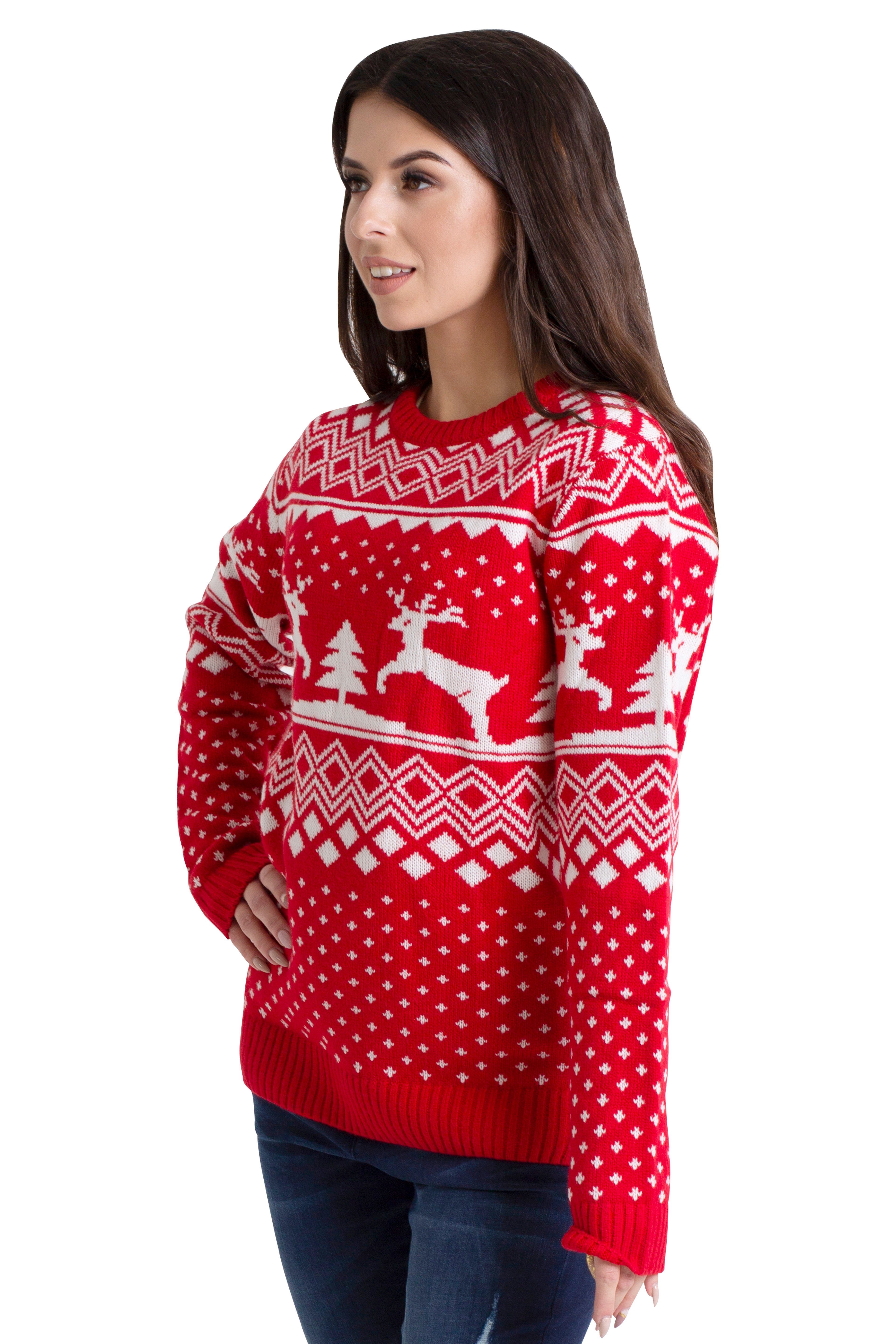 BlauerHafen Weihnachtspullover Damen Weihnachts Pullover lange Ärmel Knit Rundhals Christmas Jumper