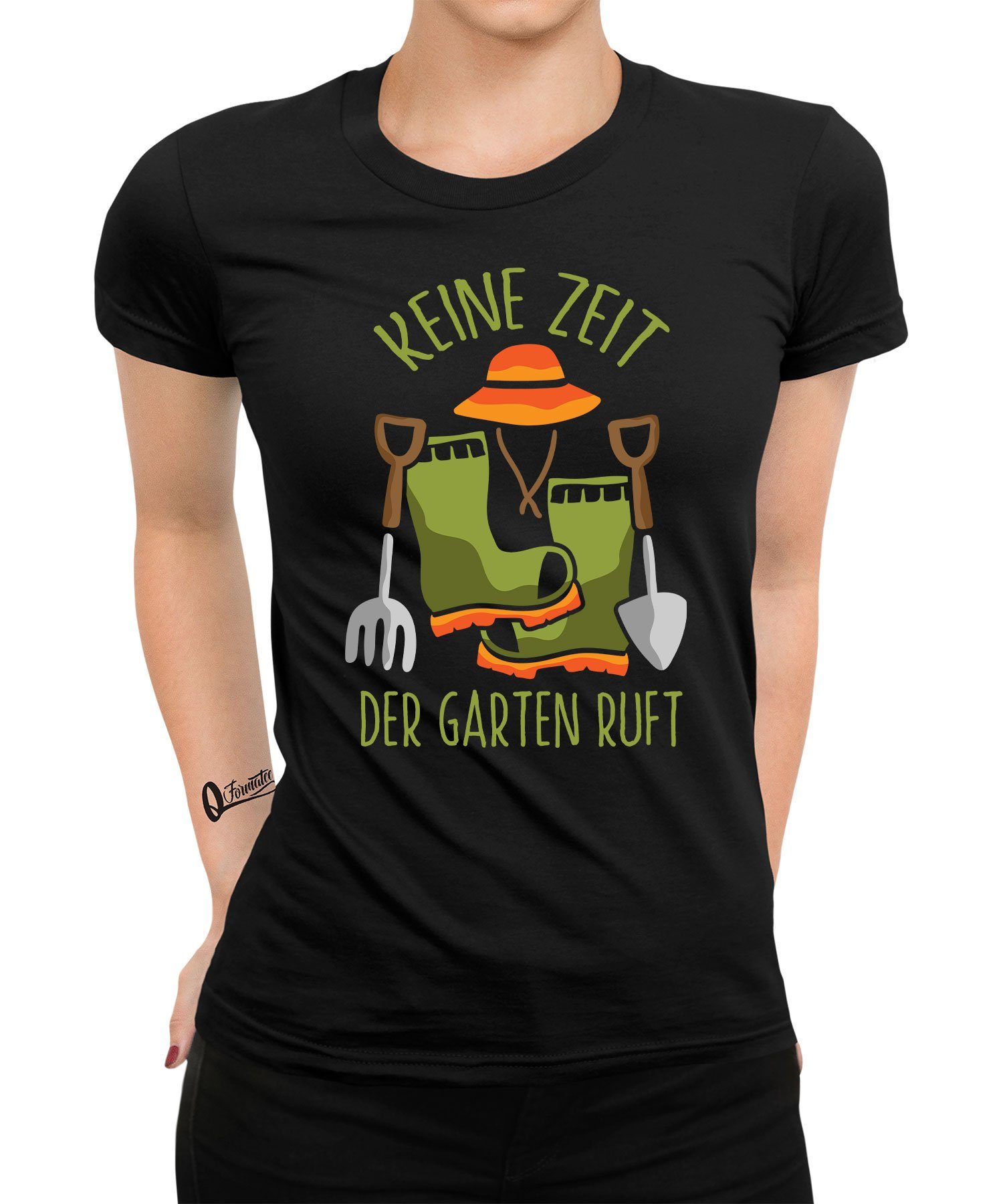 Damen Der (1-tlg) Hobbygärtner Ruft Formatee - Gärtner Garten T-Shirt Pflanze Quattro Kurzarmshirt