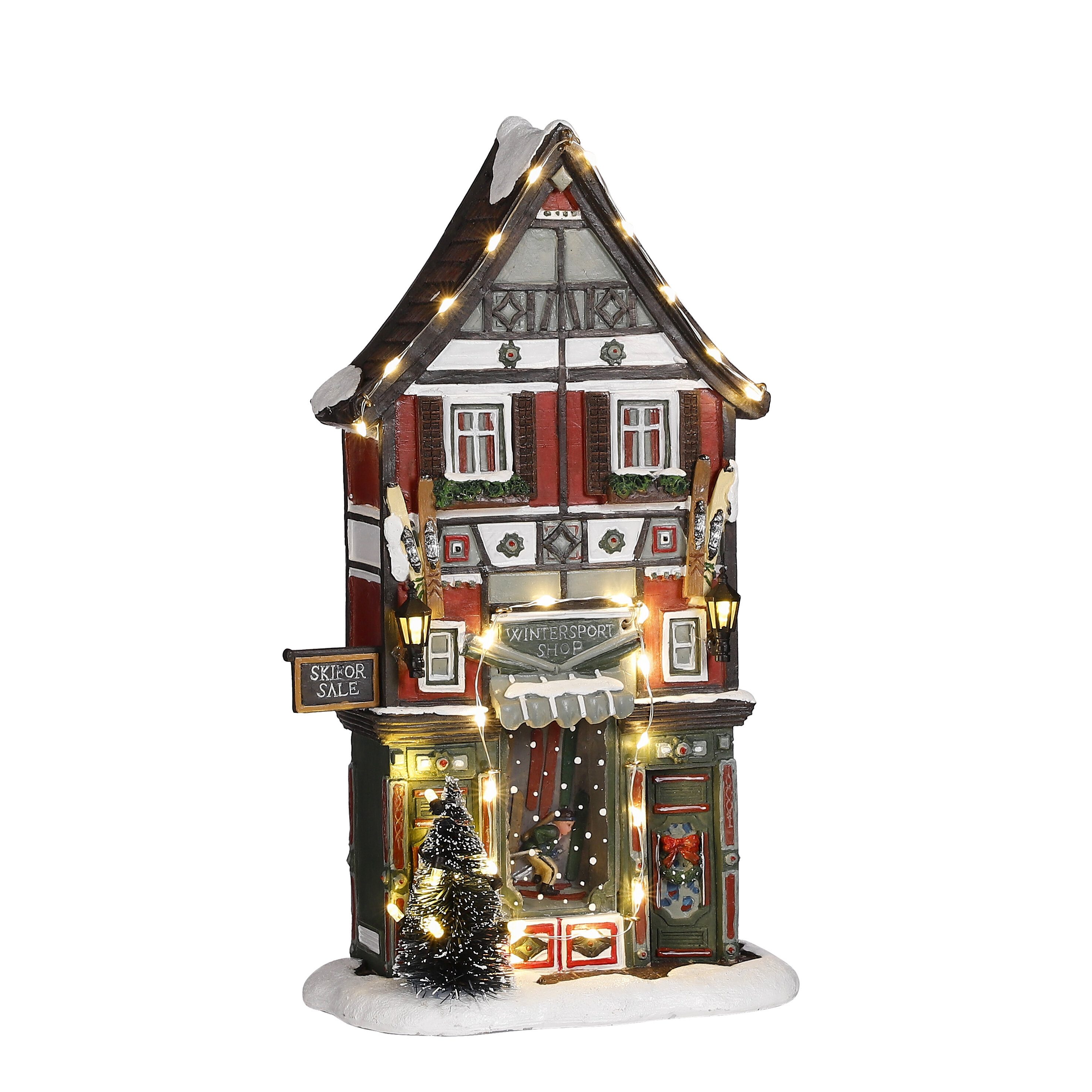 LuVille Weihnachtsdorf Luville Collectables Wintersport shop batteriebetrieben - l17,5xb8xh28