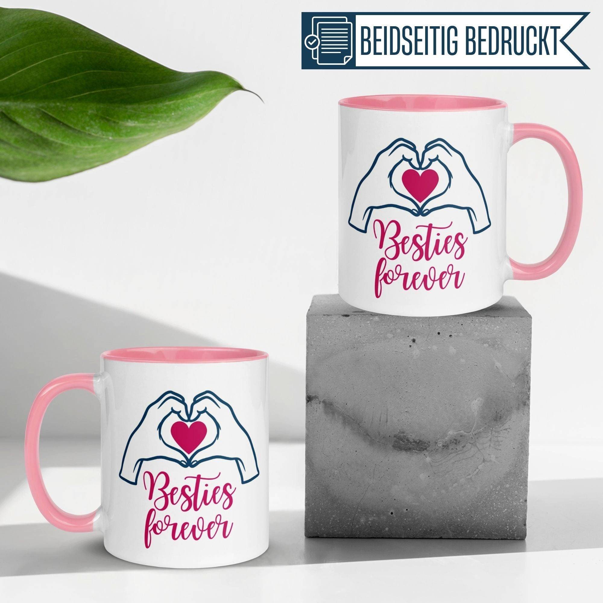 Momentals Tasse Freundschaft – „Besties forever“ – Geschenk Beste Freundin Freundinnen, Gratis Versand · Links-&Rechtshänder · Spülmaschinenfest