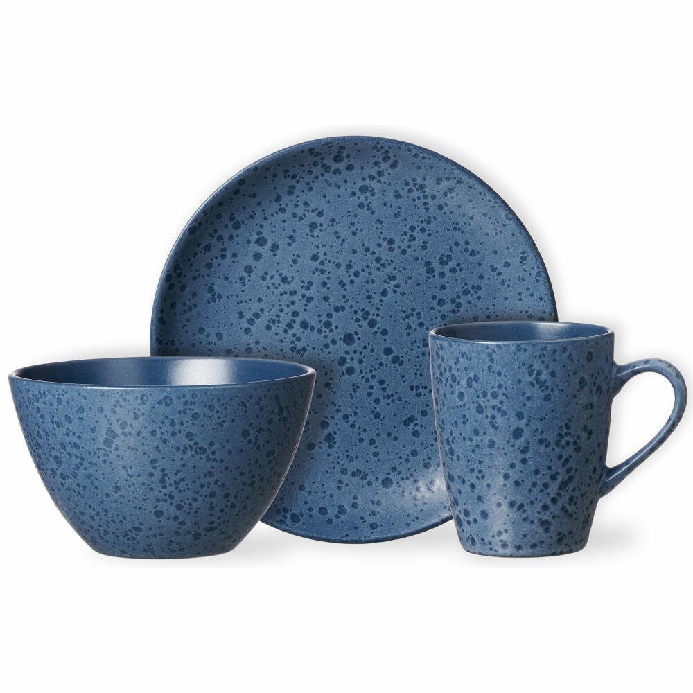 Ritzenhoff & Breker Frühstücks-Geschirrset Kitwe 12-tlg. Blau (12-tlg), 4 Personen, Steinzeug