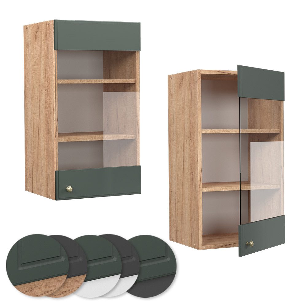 Vicco Glashängeschrank Fame-Line, Grün-Gold Landhaus/Goldkraft Eiche, 40 cm (1-St) – Bild 5 von 5