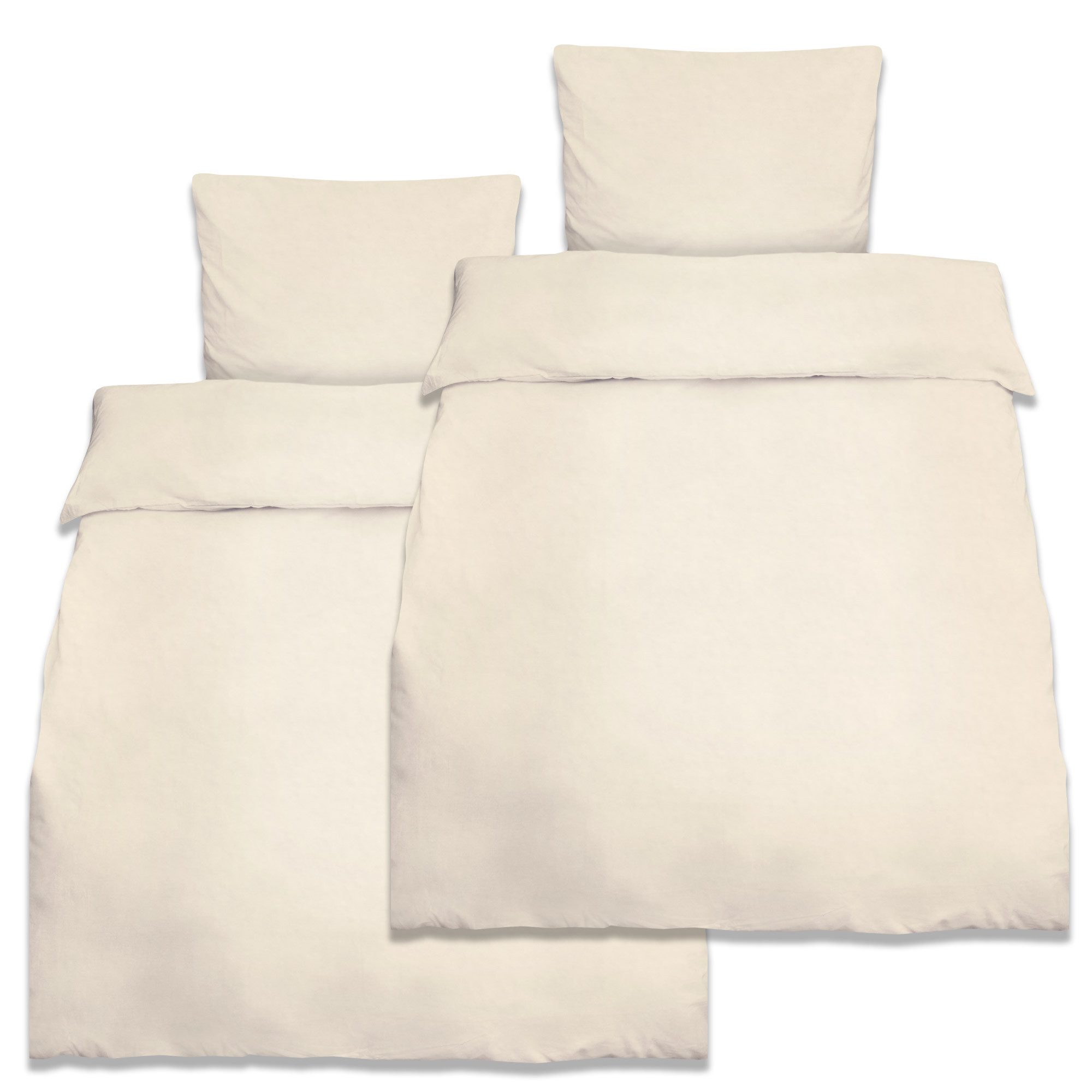 Beautissu Bettwäsche 2er Set Renforcé Bettwäsche Set Julie, 135x200cm, 4tlg., Ecru, 2er Set Renforcé Bettwäsche Set 135x200 cm Julie – Kissenbezug 80x80cm