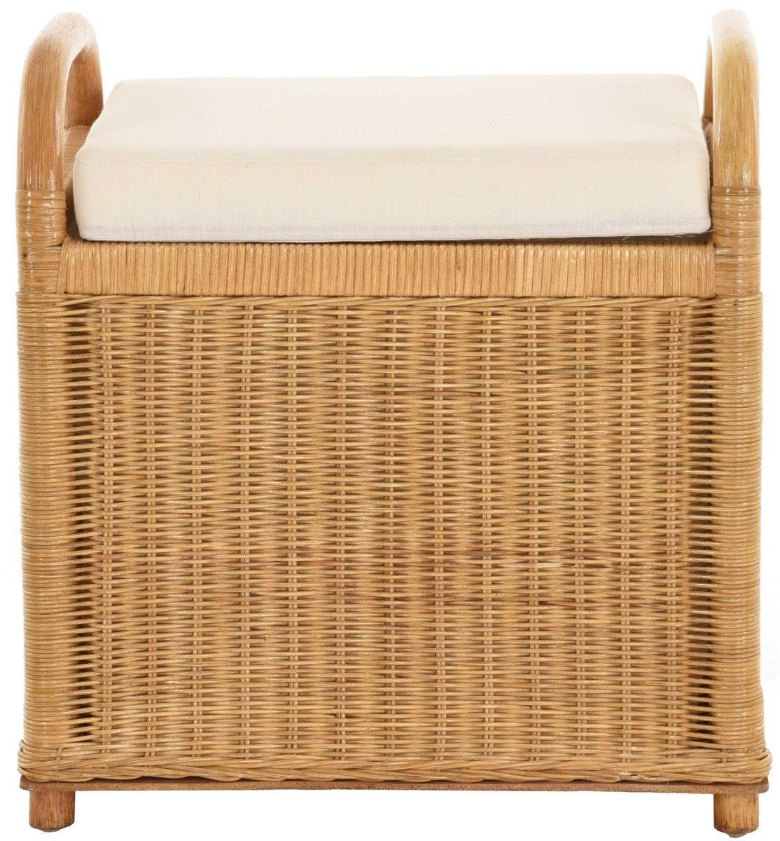Krines Home Sitzbank Rattan Bank Sitzbank Sitzhocker mit Stauraum Rattanhocker mit Deckel, gepolsterter Deckel