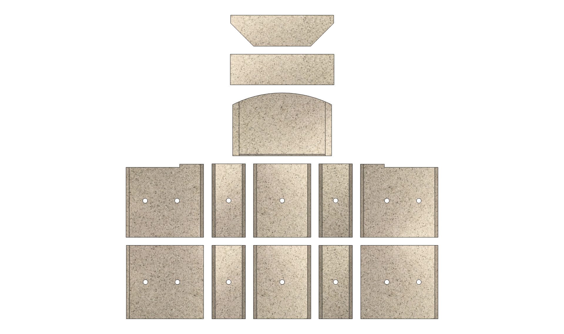 H&M Germany Kaminofen-Erweiterungssegmet Innenauskleidung Vermiculite komplett Fireplace Alicante – Bild 4 von 5